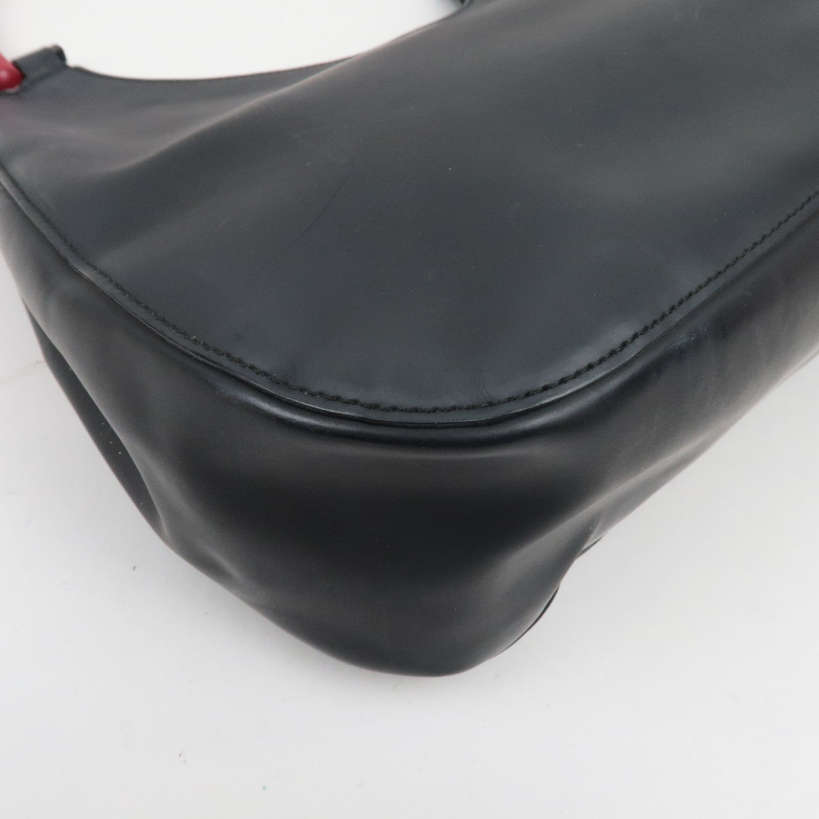 GUCCI Bamboe Schoudertas Zwart Rood 001-3739/002058 *Stofzak 