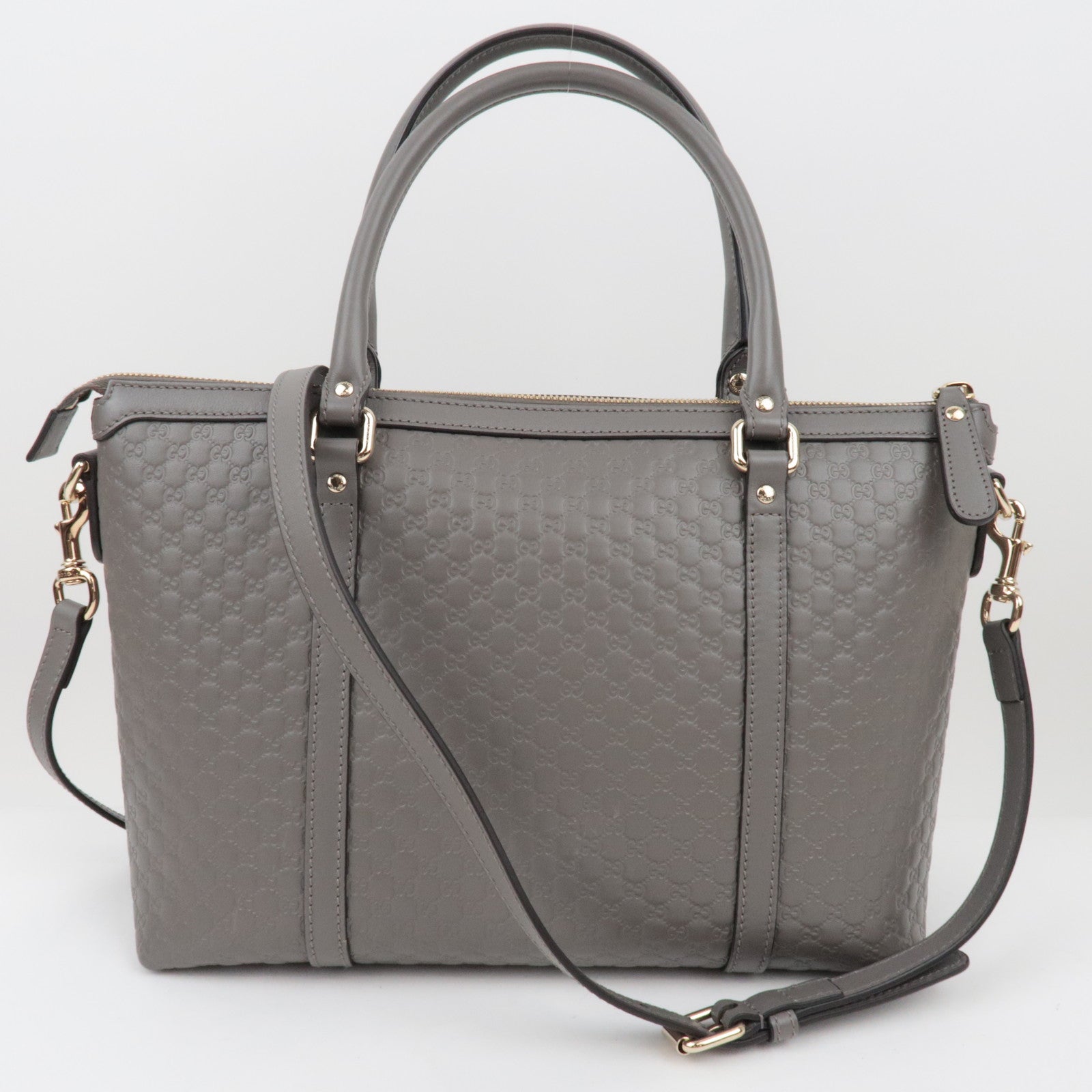 GUCCI Micro Guccissima leren 2-weg tas grijs 449656/525040 *band 