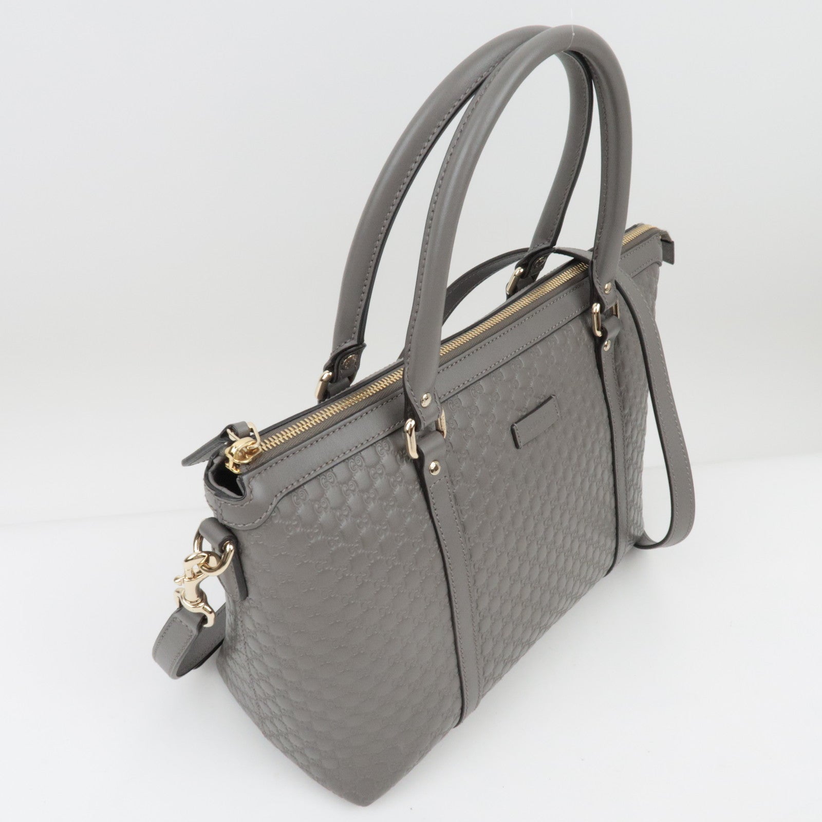 GUCCI Micro Guccissima leren 2-weg tas grijs 449656/525040 *band 