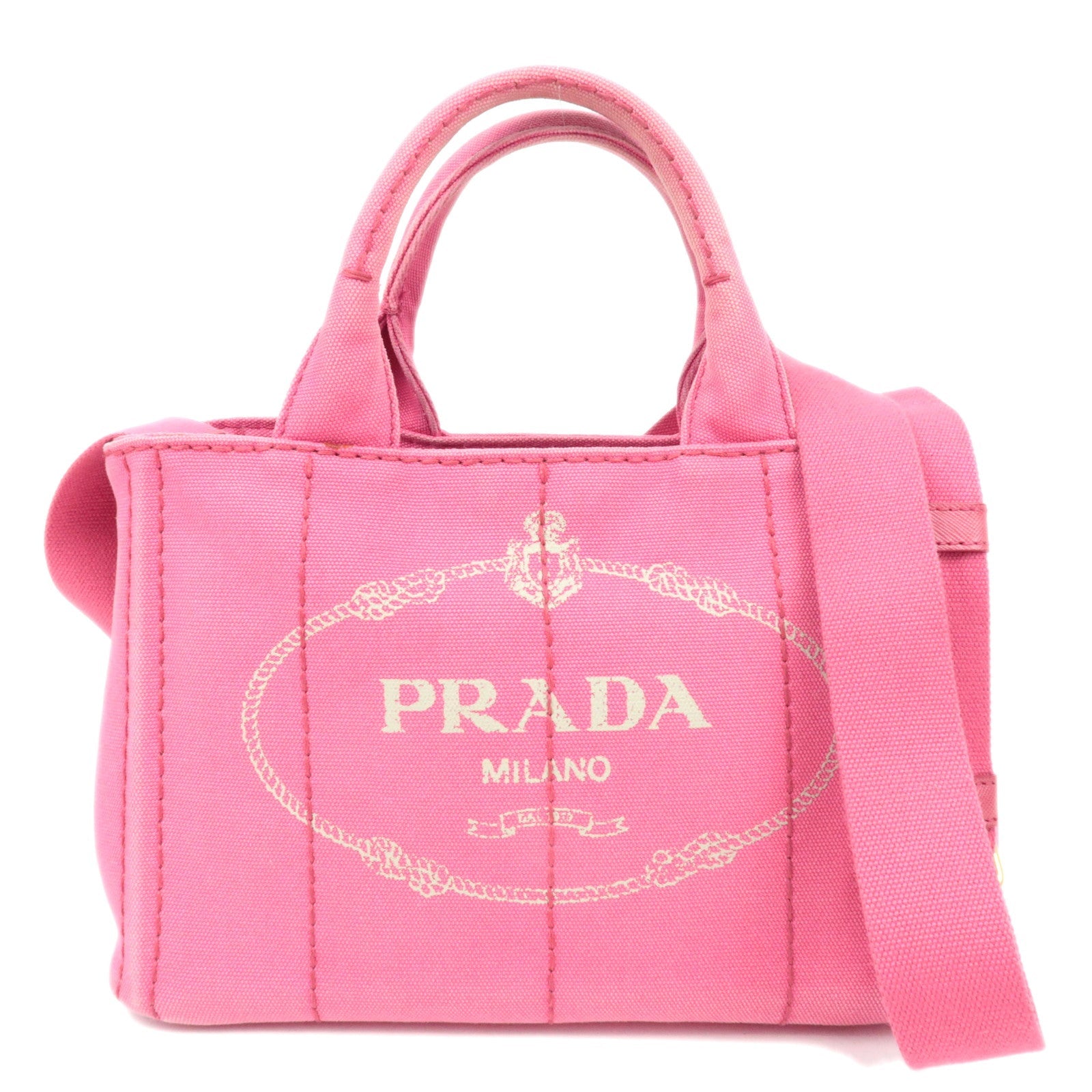 PRADA Canapa Tote Bag Pink B2439G *Dust bag, Strap, Card