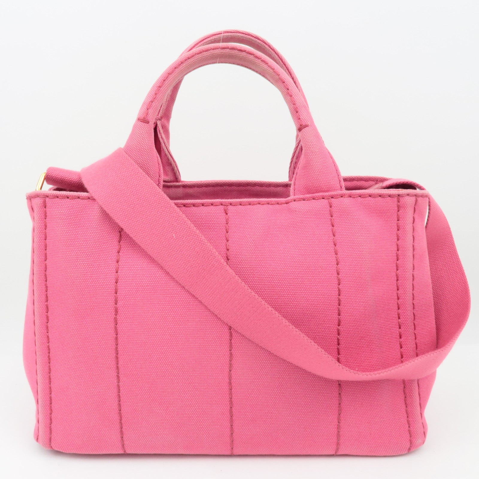 PRADA Canapa Tote Bag Pink B2439G *Dust bag, Strap, Card