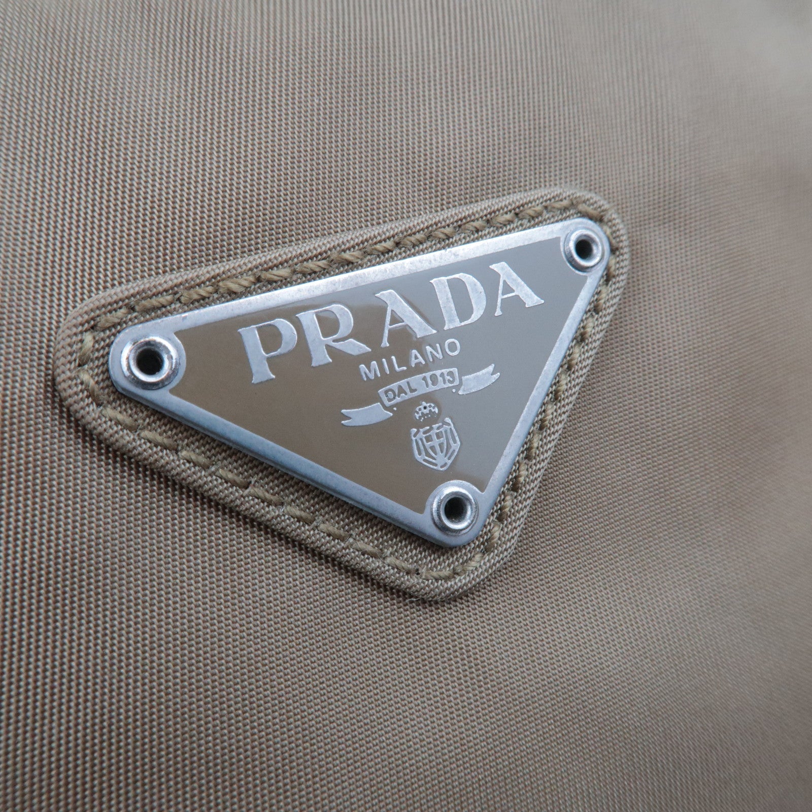 PRADA Logo Nylon Tote Bag Khaki Beige