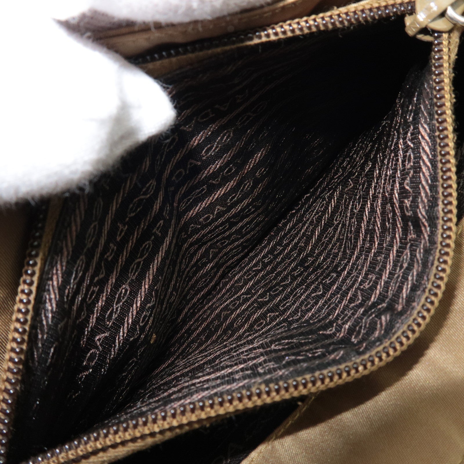 PRADA Logo Nylon Tote Bag Khaki Beige