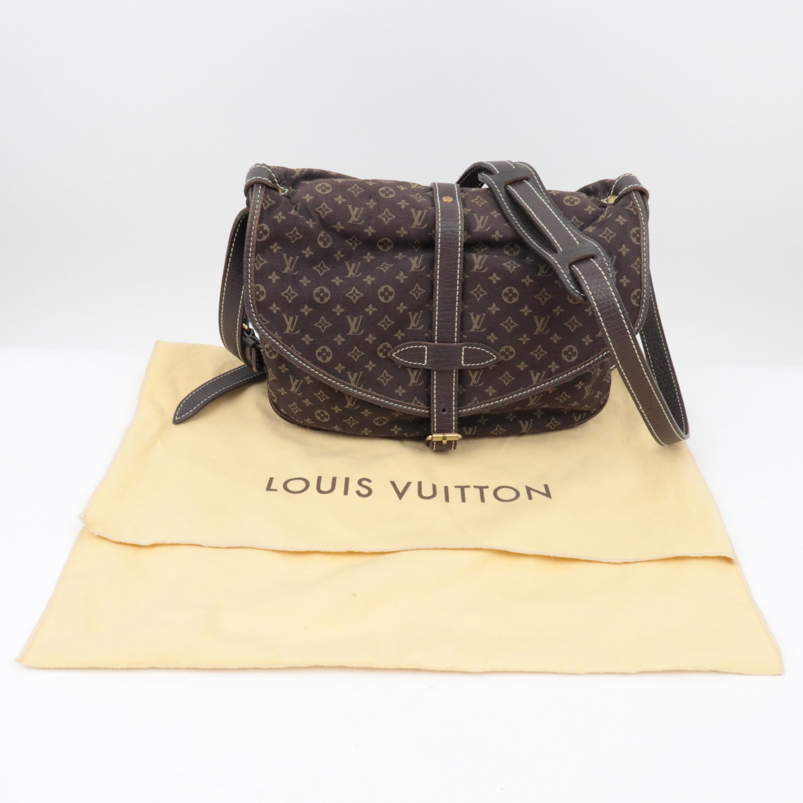 Louis Vuitton Monogram Mini Lin Saumur 30 Ebene Brown M95227 / MB1006 *Dust bag