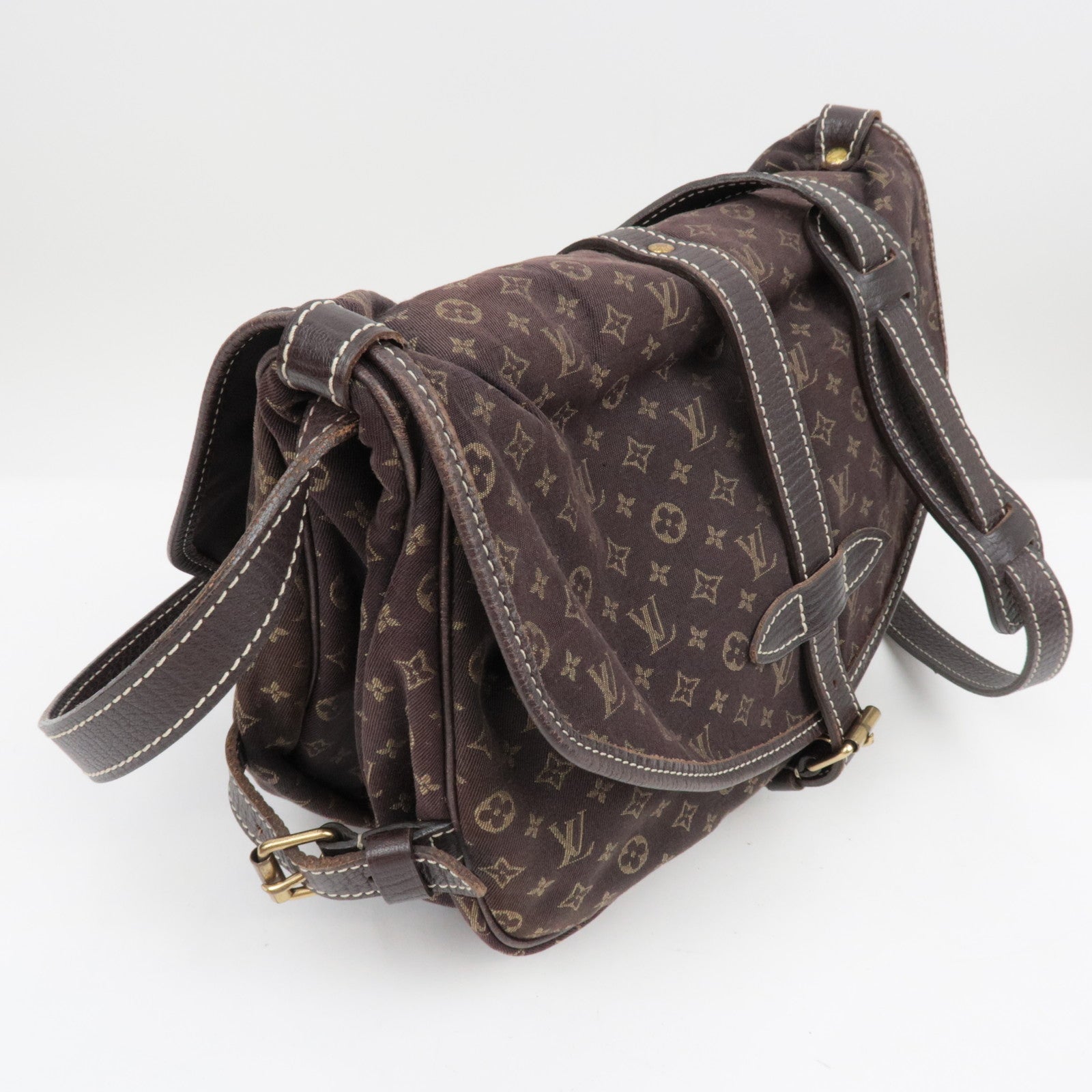 Louis Vuitton Monogram Mini Lin Saumur 30 Ebene Brown M95227 / MB1006 *Dust bag