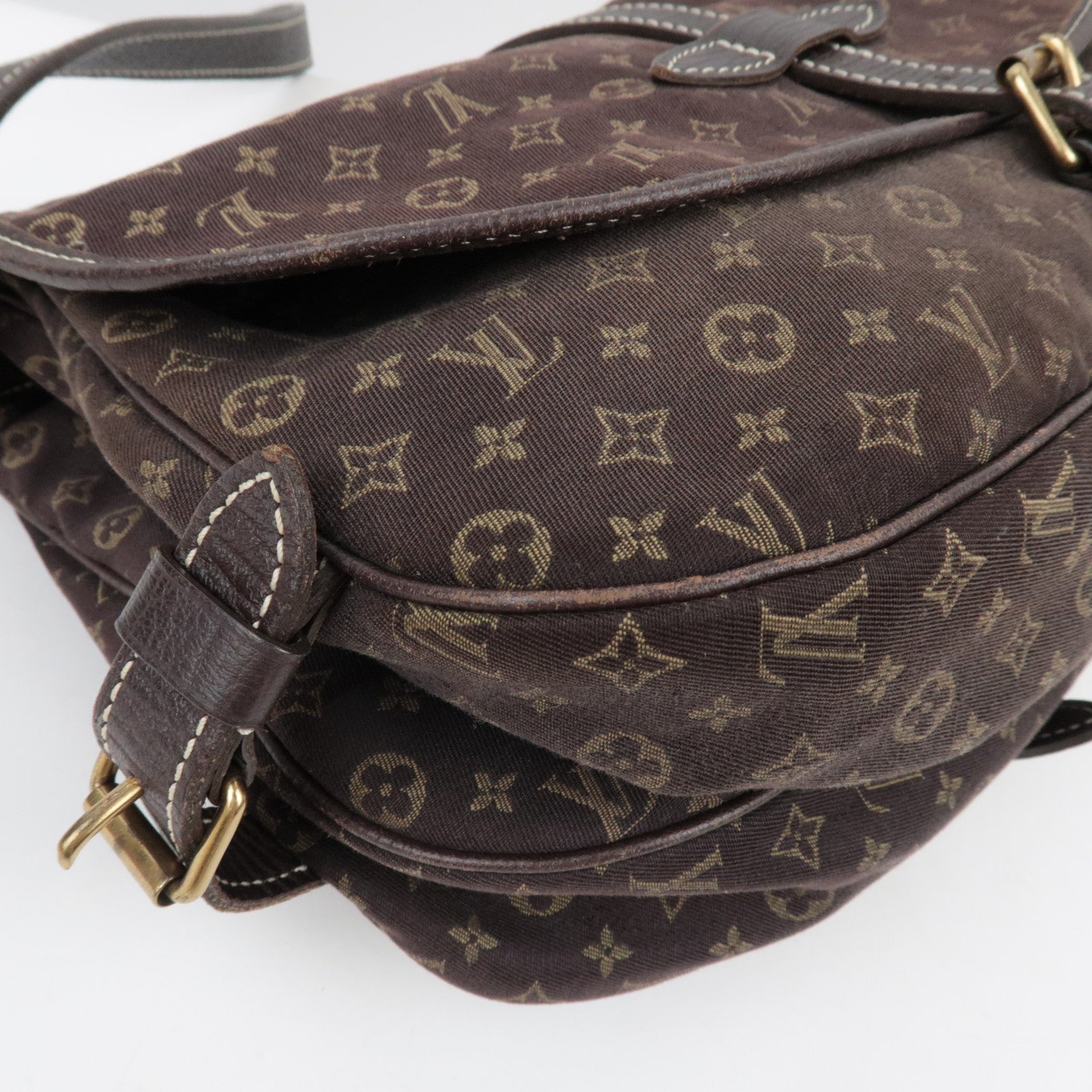 Louis Vuitton Monogram Mini Lin Saumur 30 Ebene Brown M95227 / MB1006 *Dust bag