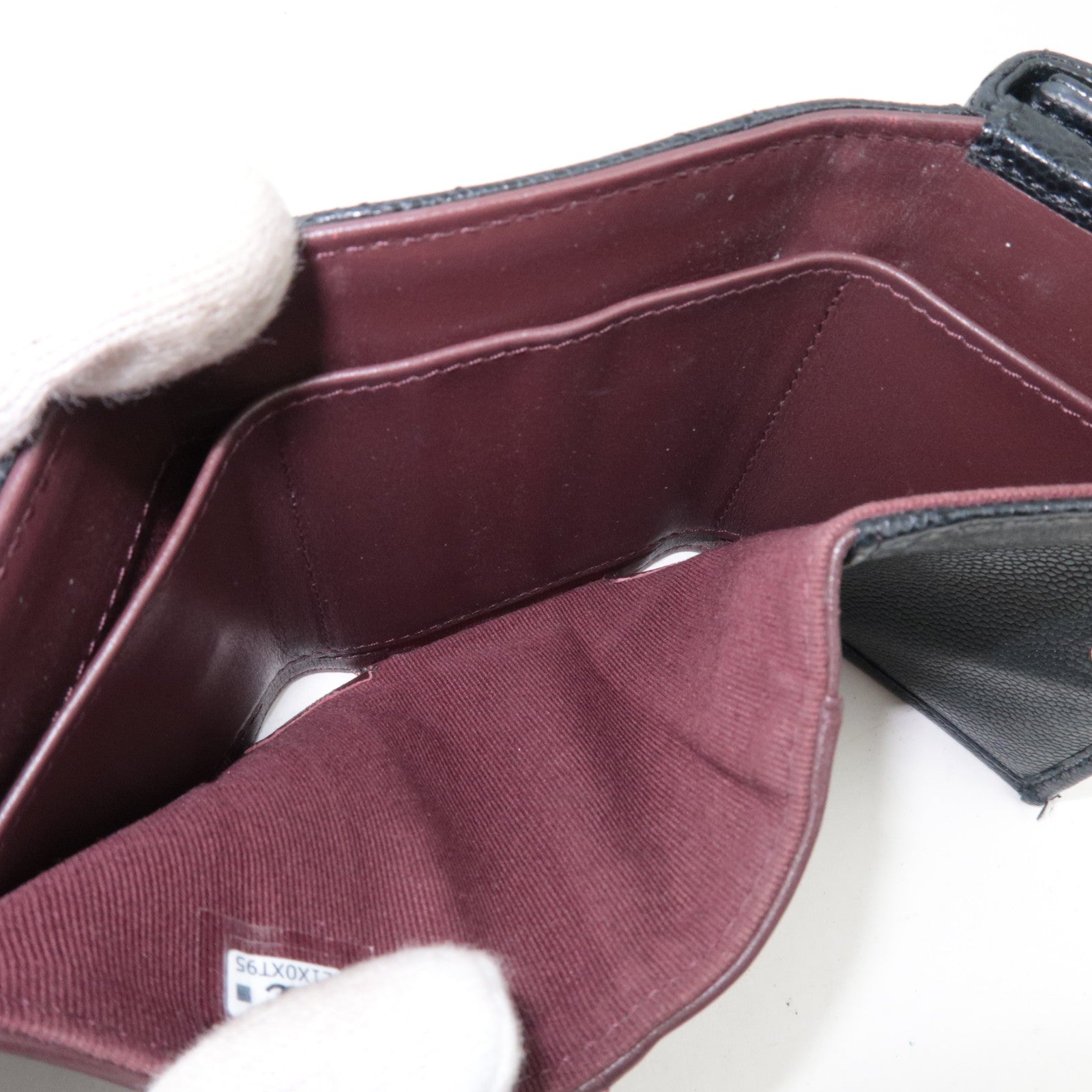 CHANEL Caviarskin Trifold Wallet Small Flap Wallet Black E1X0XT95