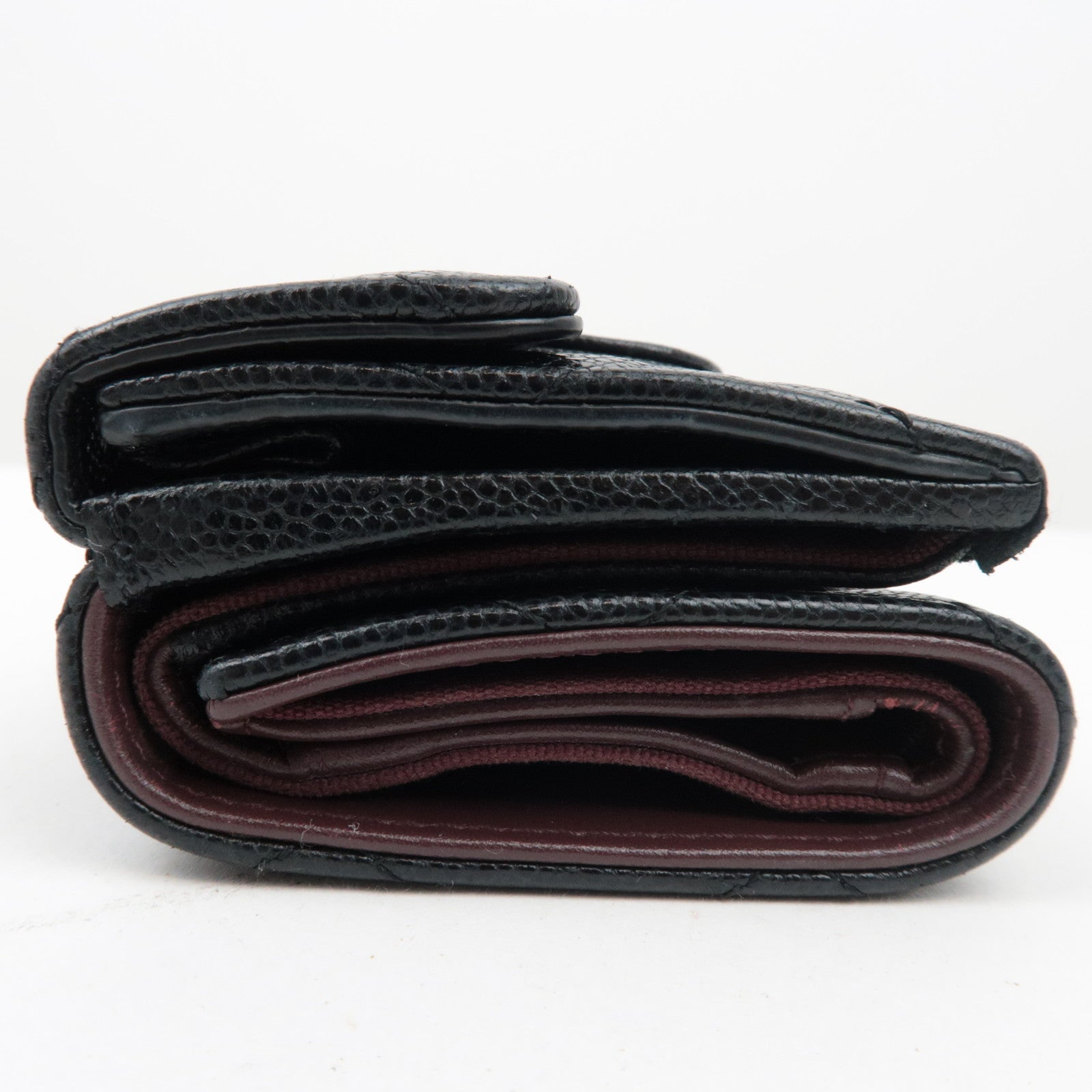 CHANEL Caviarskin Trifold Wallet Small Flap Wallet Black E1X0XT95