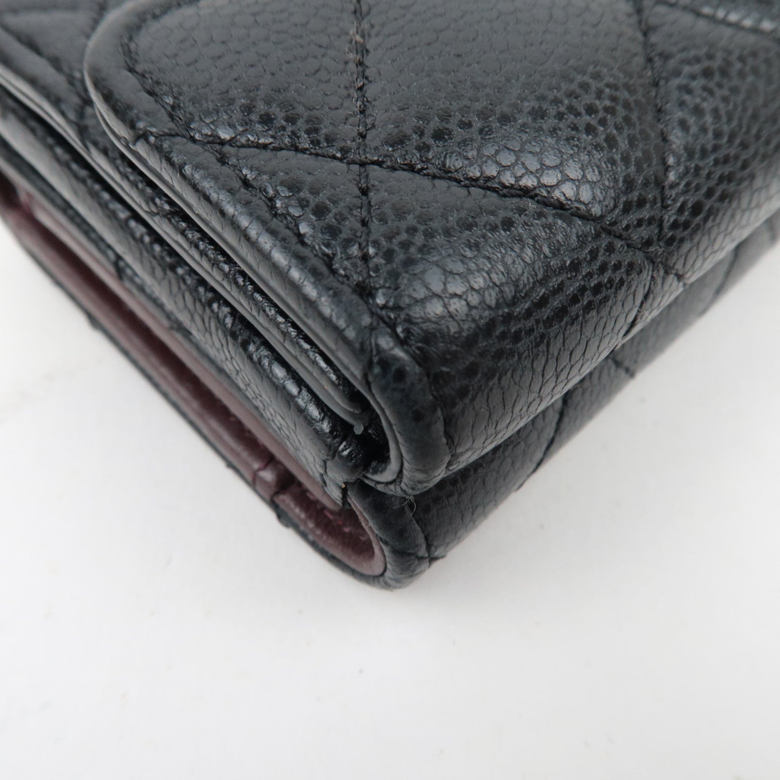 CHANEL Caviarskin Trifold Wallet Small Flap Wallet Black E1X0XT95