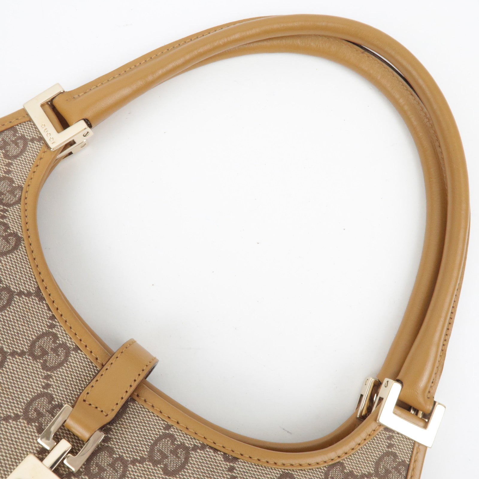 GUCCI Jackie GG Canvas leren handtas beige 002.1068 *Stofzak 