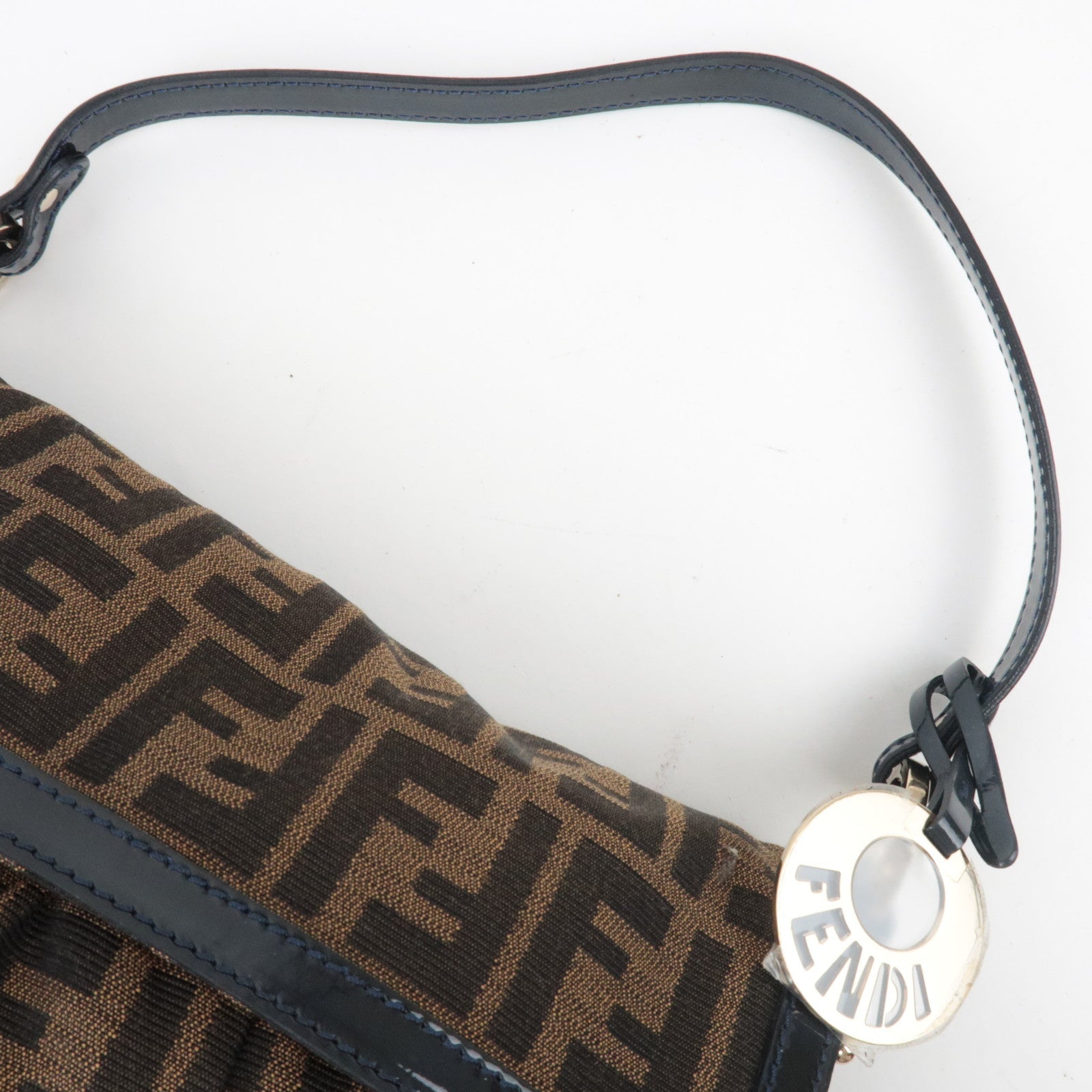 FENDI Zucca Canvas Leather Patent Schoudertas 8BR445 *Stofzak, Charm 