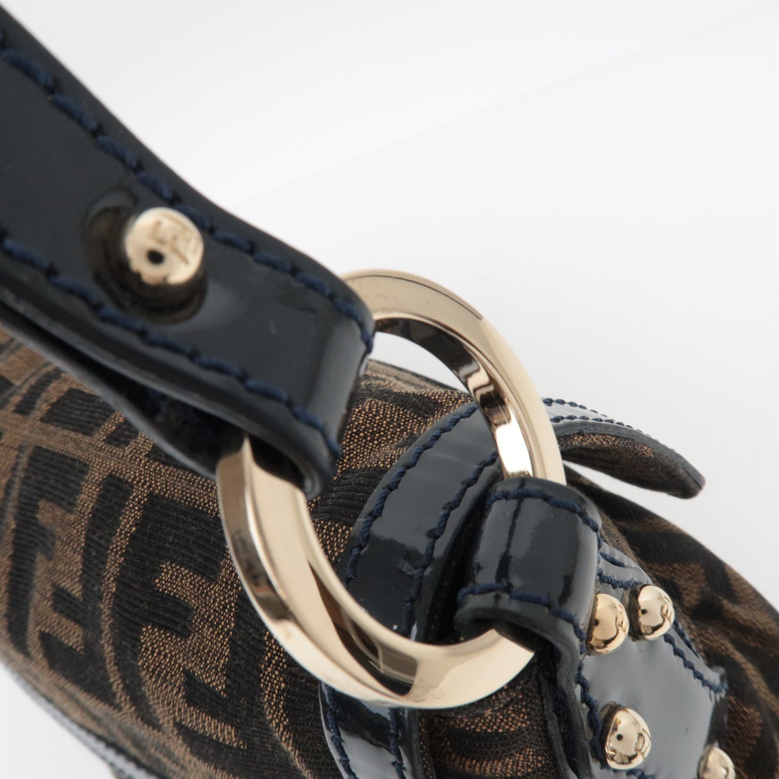 FENDI Zucca Canvas Leather Patent Schoudertas 8BR445 *Stofzak, Charm 