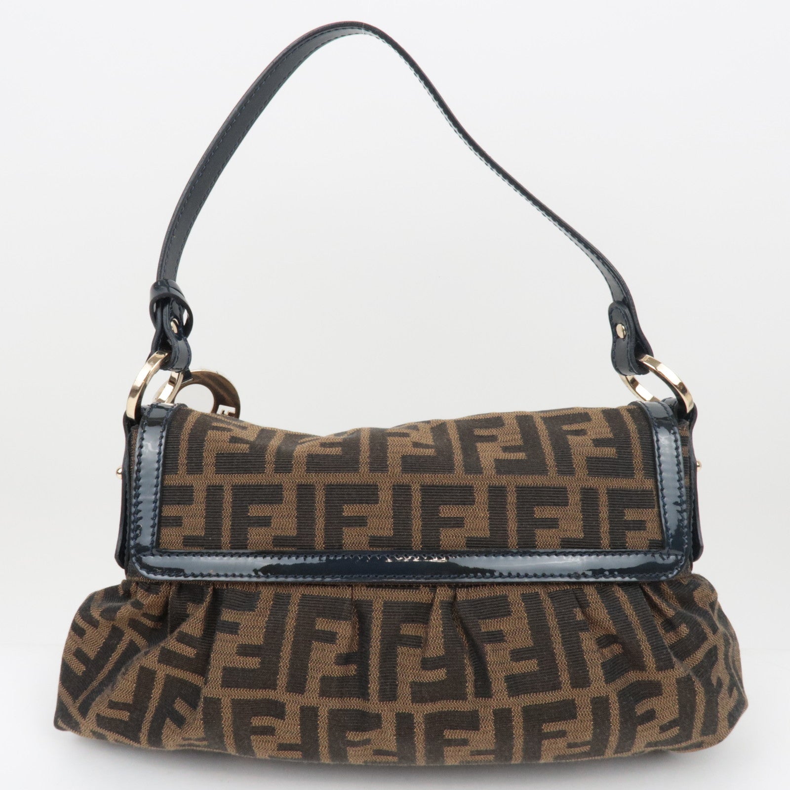 FENDI Zucca Canvas Leather Pataent Shoulder Bag 8BR445 *Dust bag, Charm