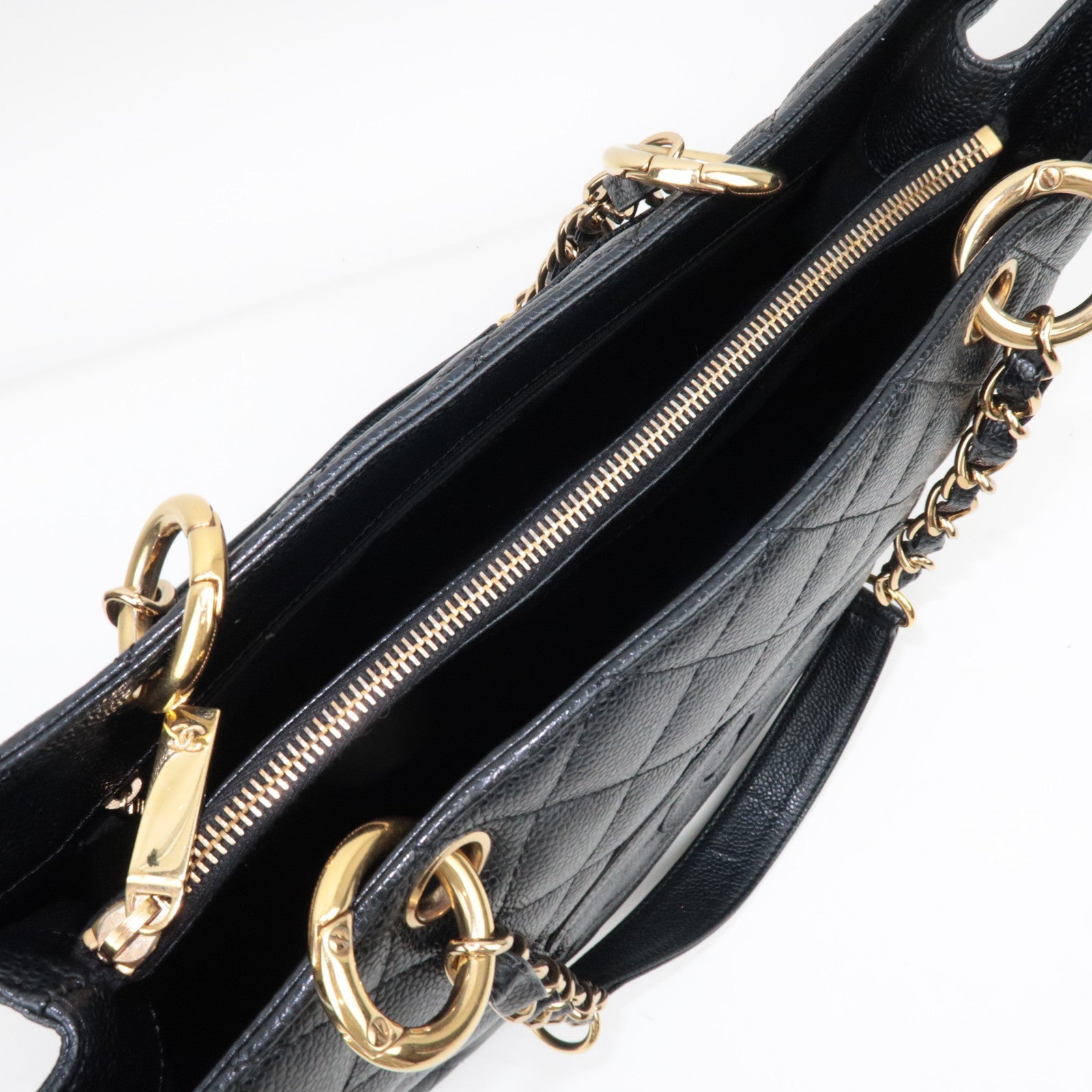 CHANEL Caviar Skin GST Chain Tote Bag Zwart Goud HDW A50995/8201624 