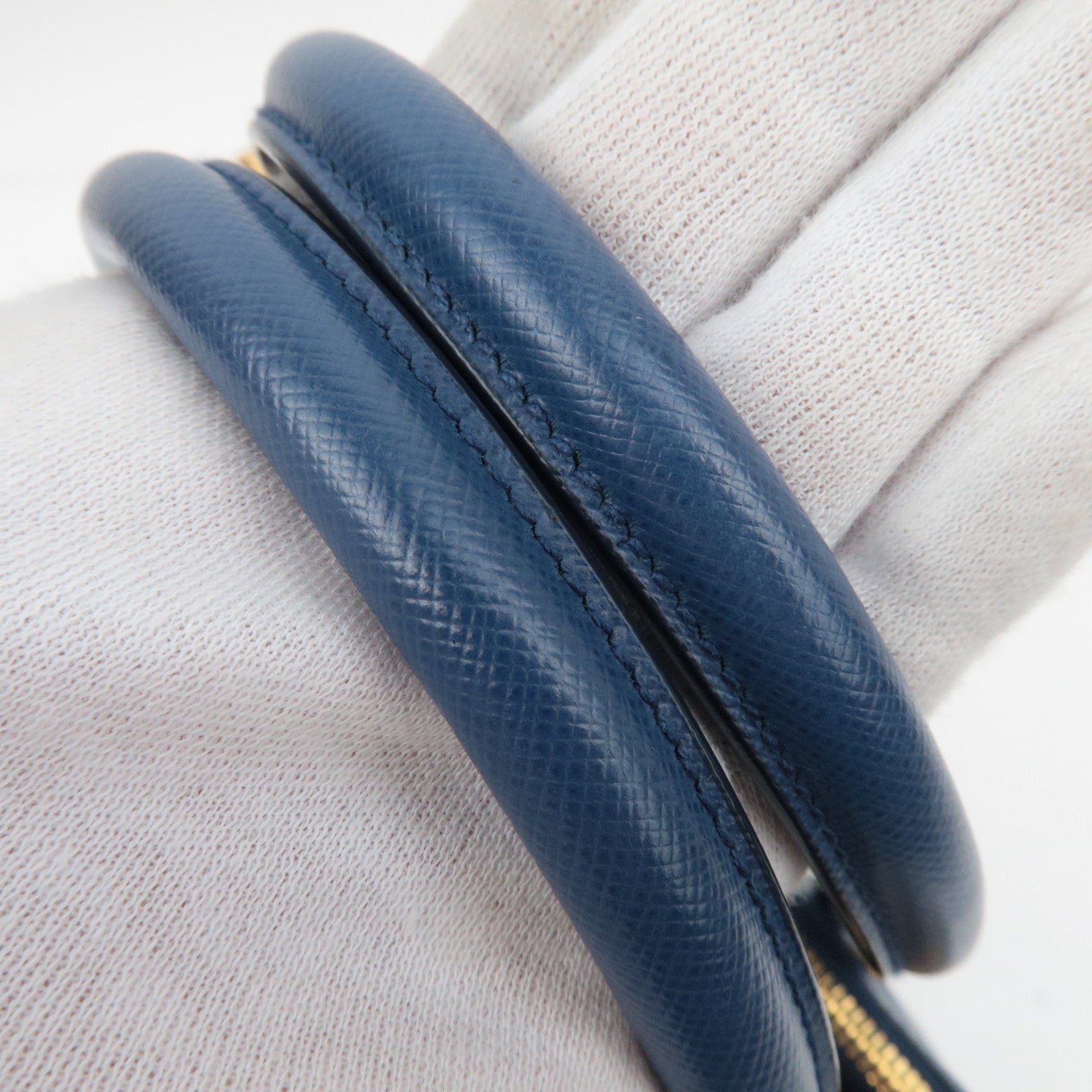 PRADA Saffiano Leather Galleria Bag Blue BN2863 *Dust bag, Strap, G card