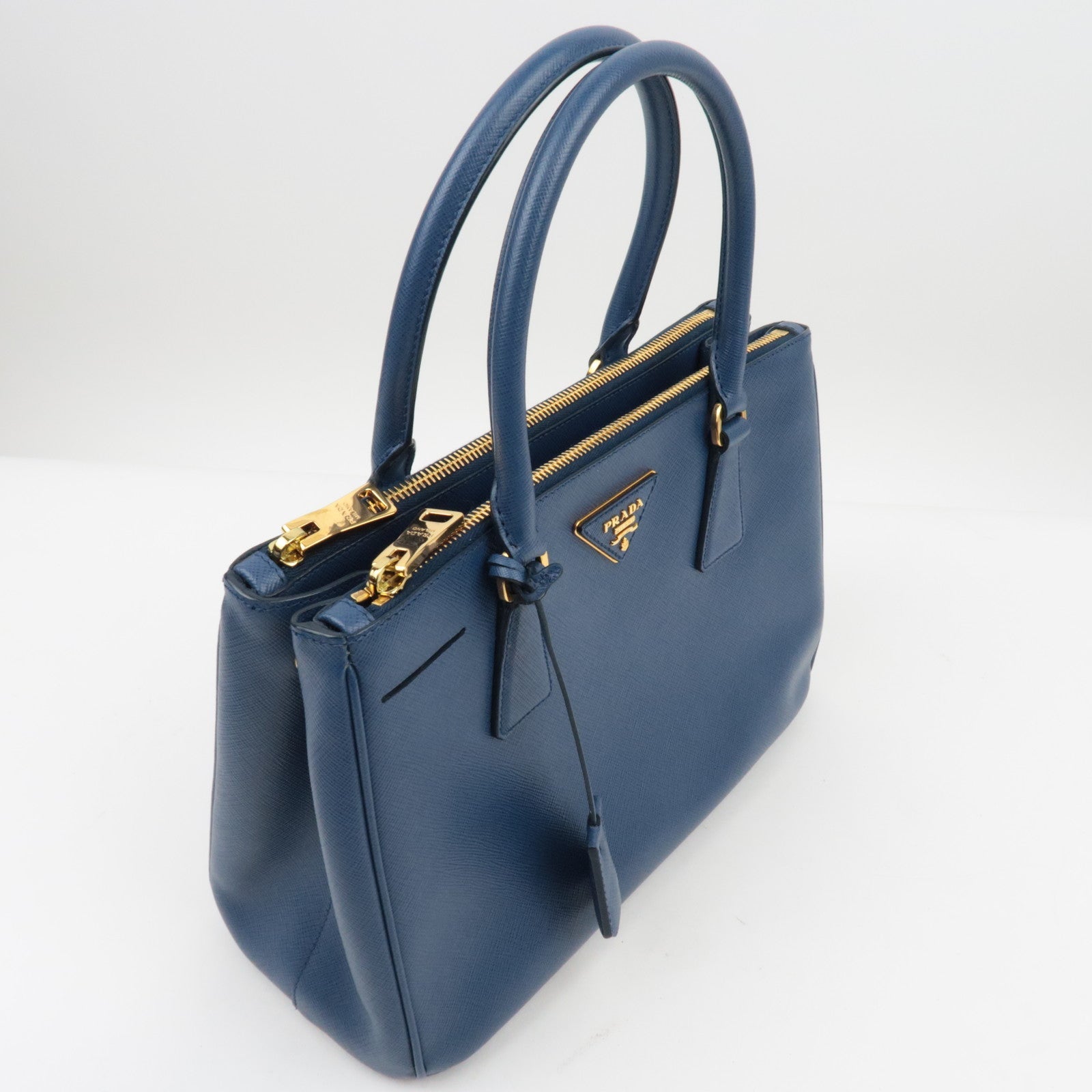 PRADA Saffiano Leather Galleria Bag Blue BN2863 *Dust bag, Strap, G card