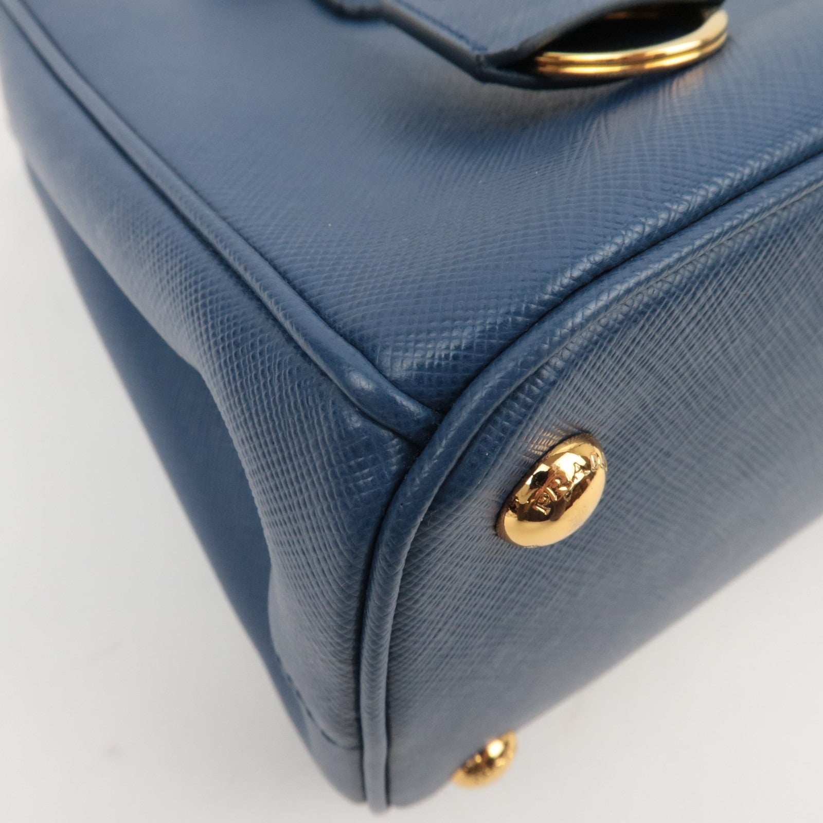 PRADA Saffiano Leather Galleria Bag Blue BN2863 *Dust bag, Strap, G card