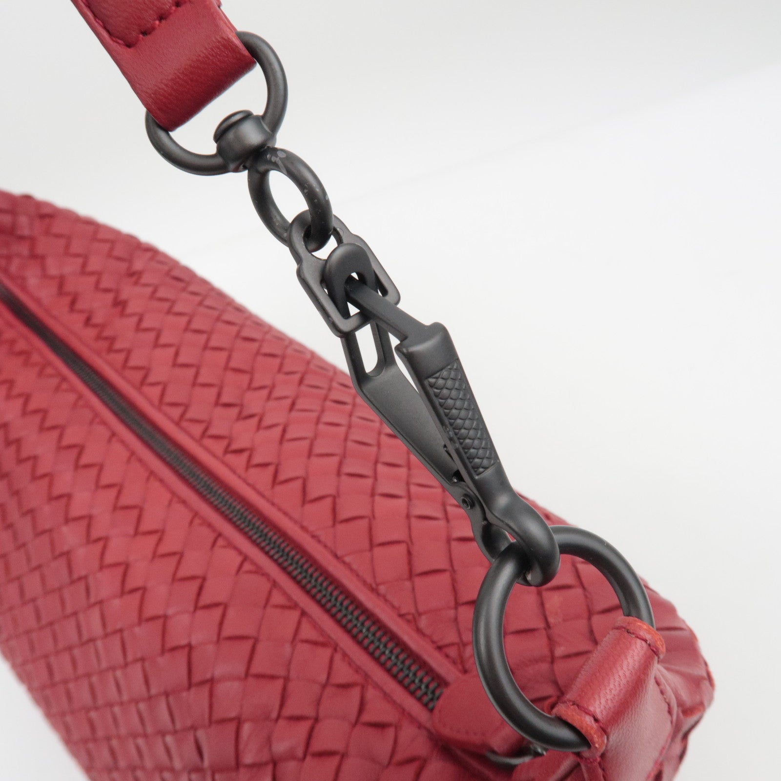 BOTTEGA VENETA Intrecciato Leather Shoulder Bag Red