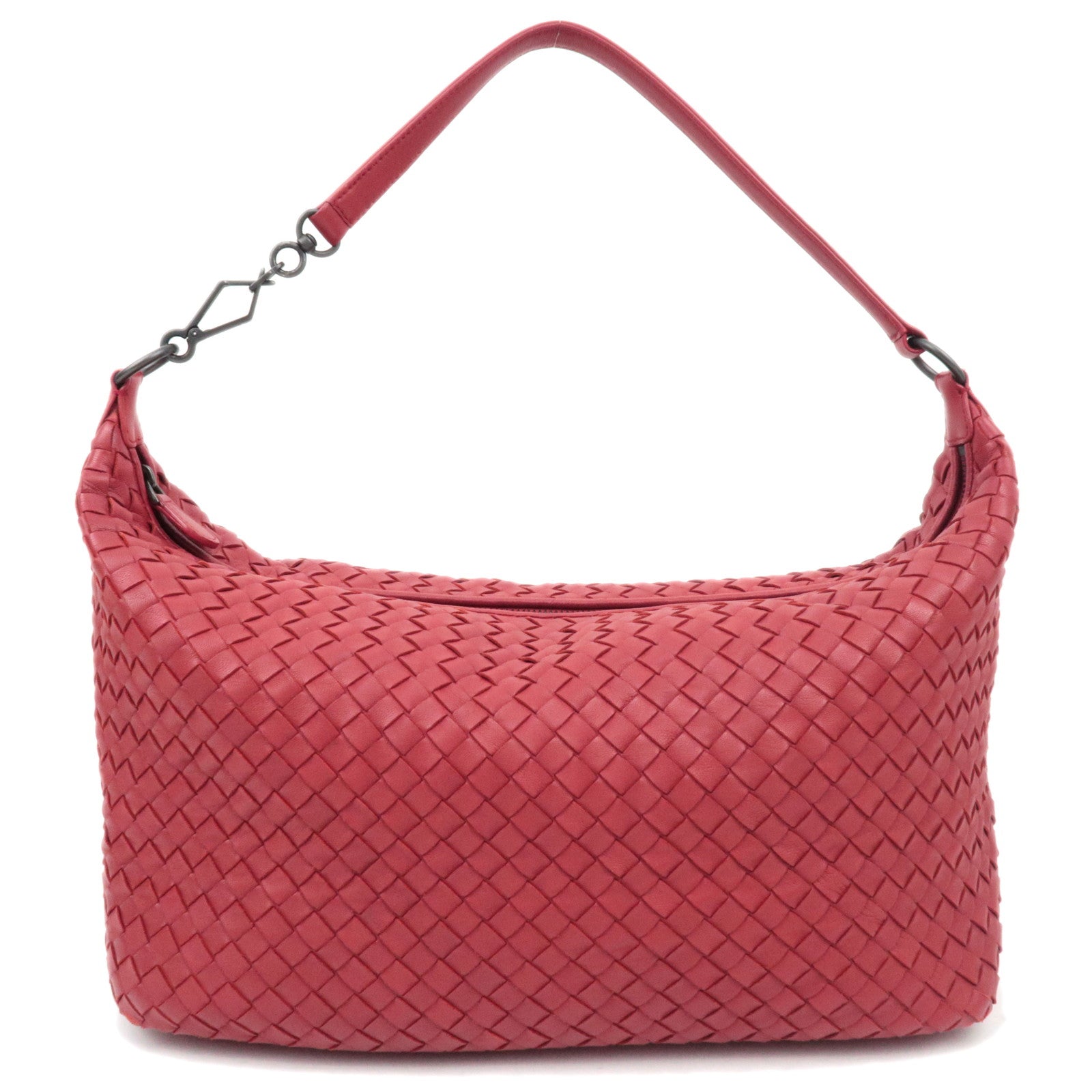 BOTTEGA VENETA Intrecciato Leather Shoulder Bag Red