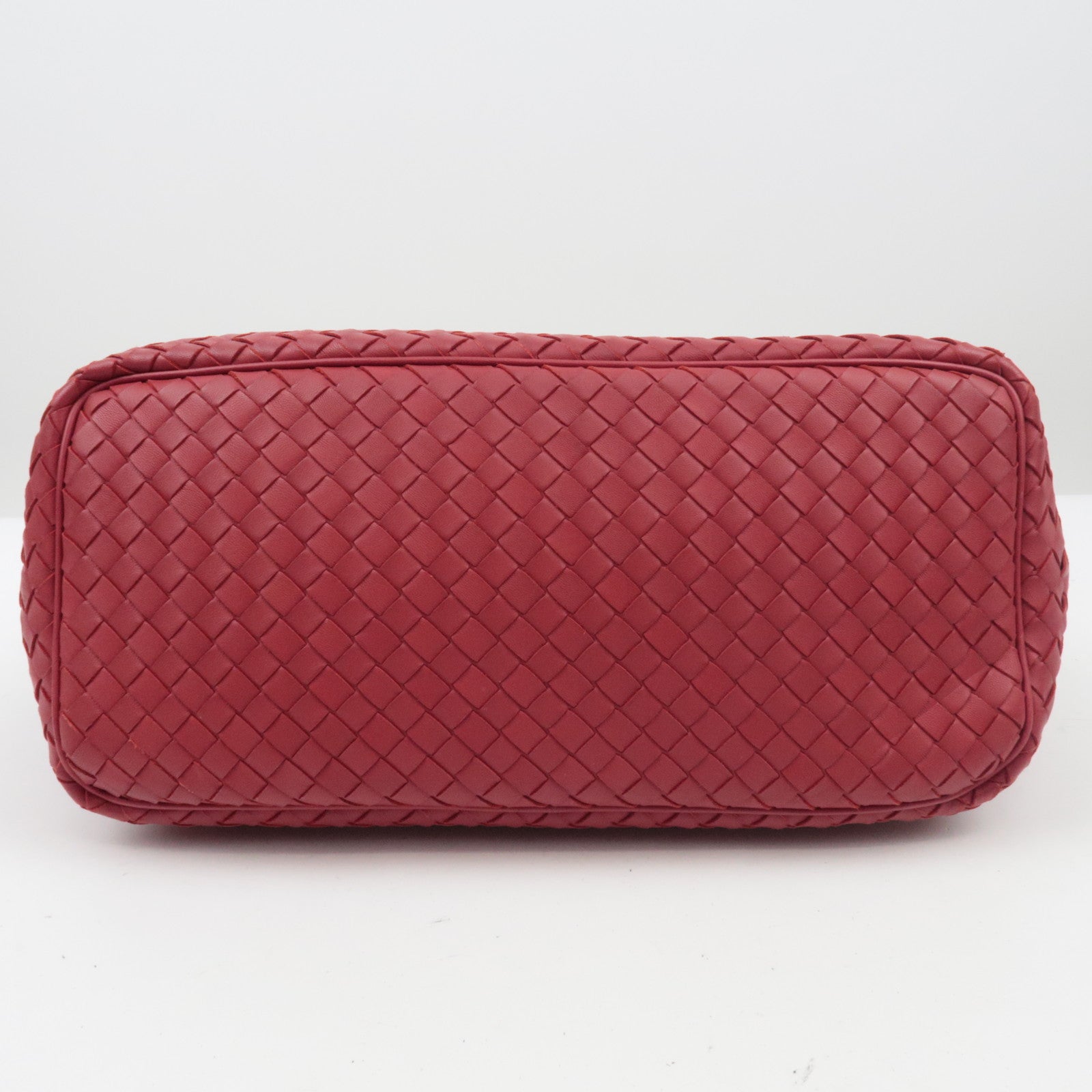 BOTTEGA VENETA Intrecciato Leather Shoulder Bag Red