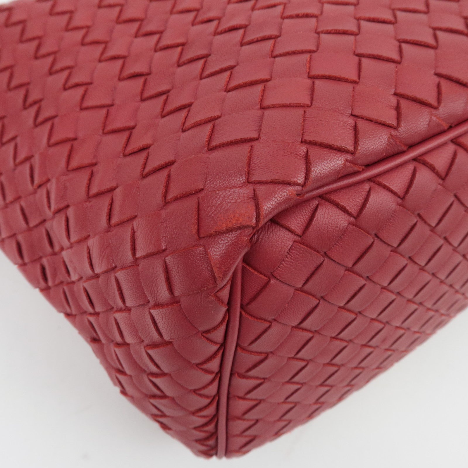 BOTTEGA VENETA Intrecciato Leather Shoulder Bag Red