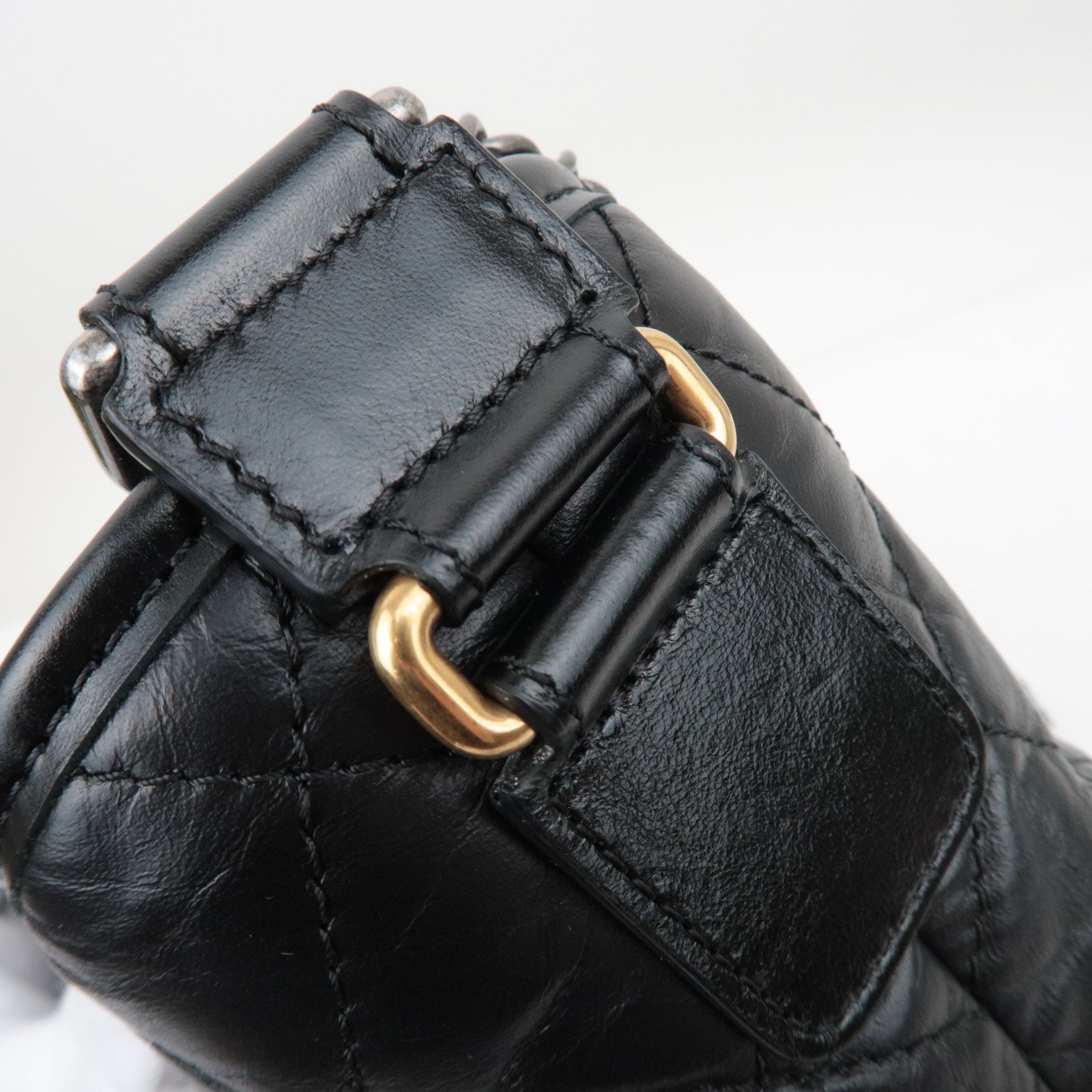 CHANEL Gabrielle Vintage Calf Chain Shoulder Bag Medium Black *Box, Dust bag, G Card