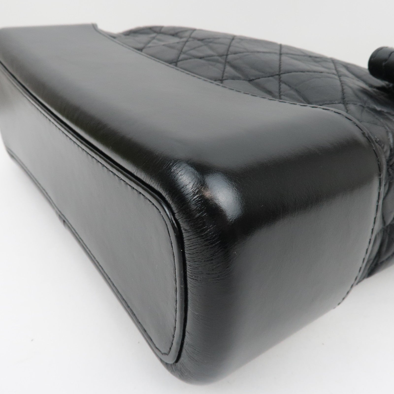 CHANEL Gabrielle Vintage Calf Chain Shoulder Bag Medium Black *Box, Dust bag, G Card