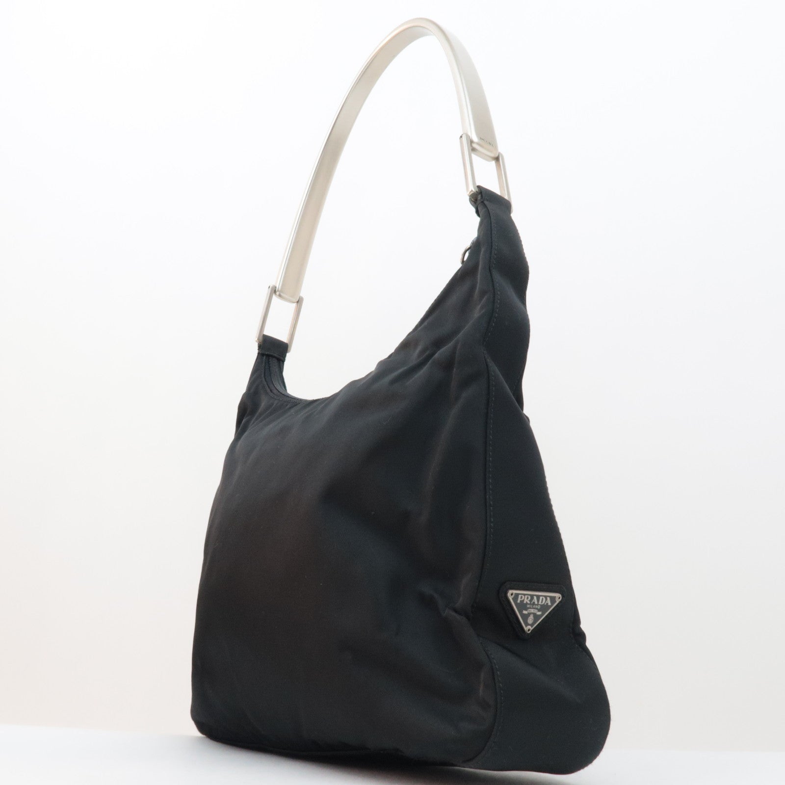 PRADA Logo Nylon Shoulder Bag Black