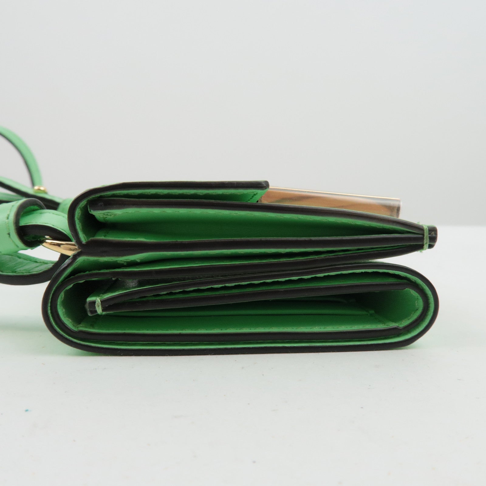 FENDI Micro Baguette Tri Fold Shoulder Wallet Light Green 8M0482 *Box, Dust bag