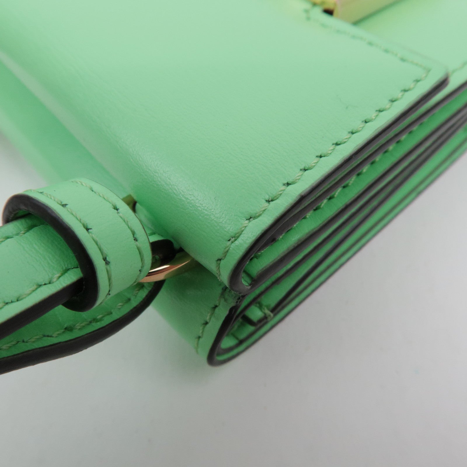 FENDI Micro Baguette Tri Fold Shoulder Wallet Light Green 8M0482 *Box, Dust bag