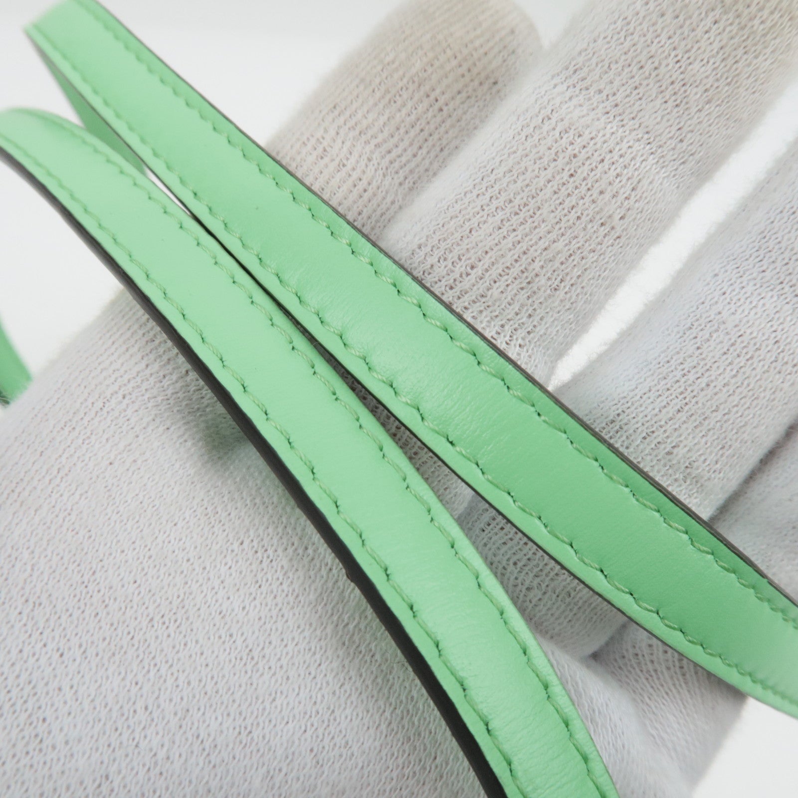 FENDI Micro Baguette Tri Fold Shoulder Wallet Light Green 8M0482 *Box, Dust bag