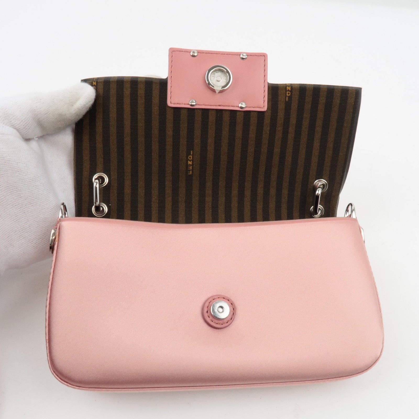 FENDI Silk Baguette Telefoonhoesje Schoudertas Roze 7AS142 *Doos, Stofzak 