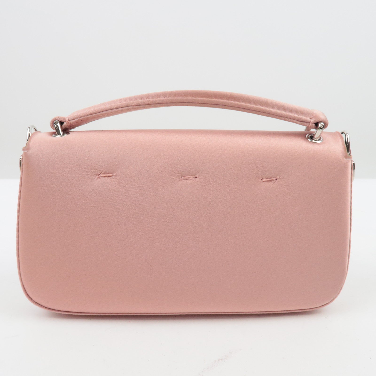 FENDI Silk Baguette Phone Pouch Shoulder Bag Pink 7AS142 *Box, Dust bag