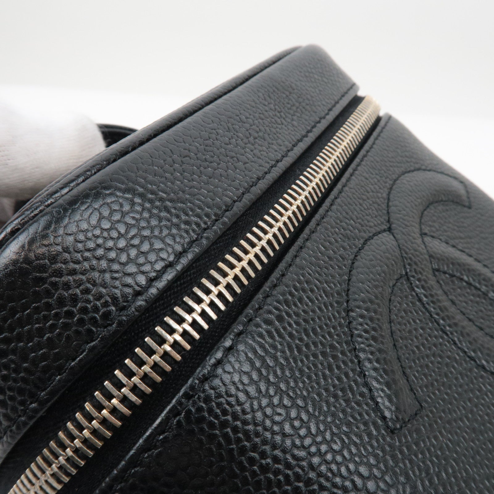 CHANEL Coco Mark Caviar Skin Vanity Bag Zwart Goud HDW A01998 