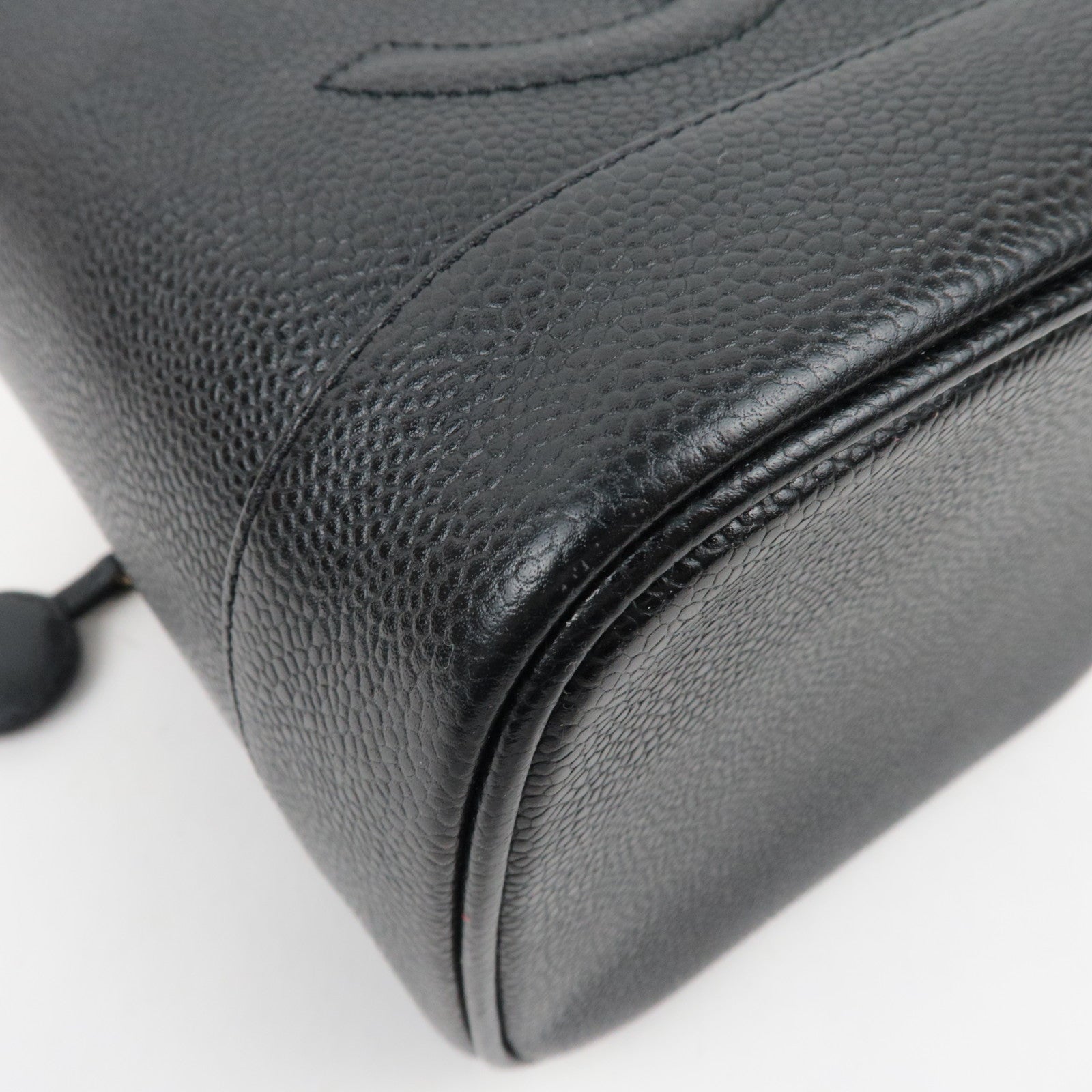 CHANEL Coco Mark Caviar Skin Vanity Bag Zwart Goud HDW A01998 