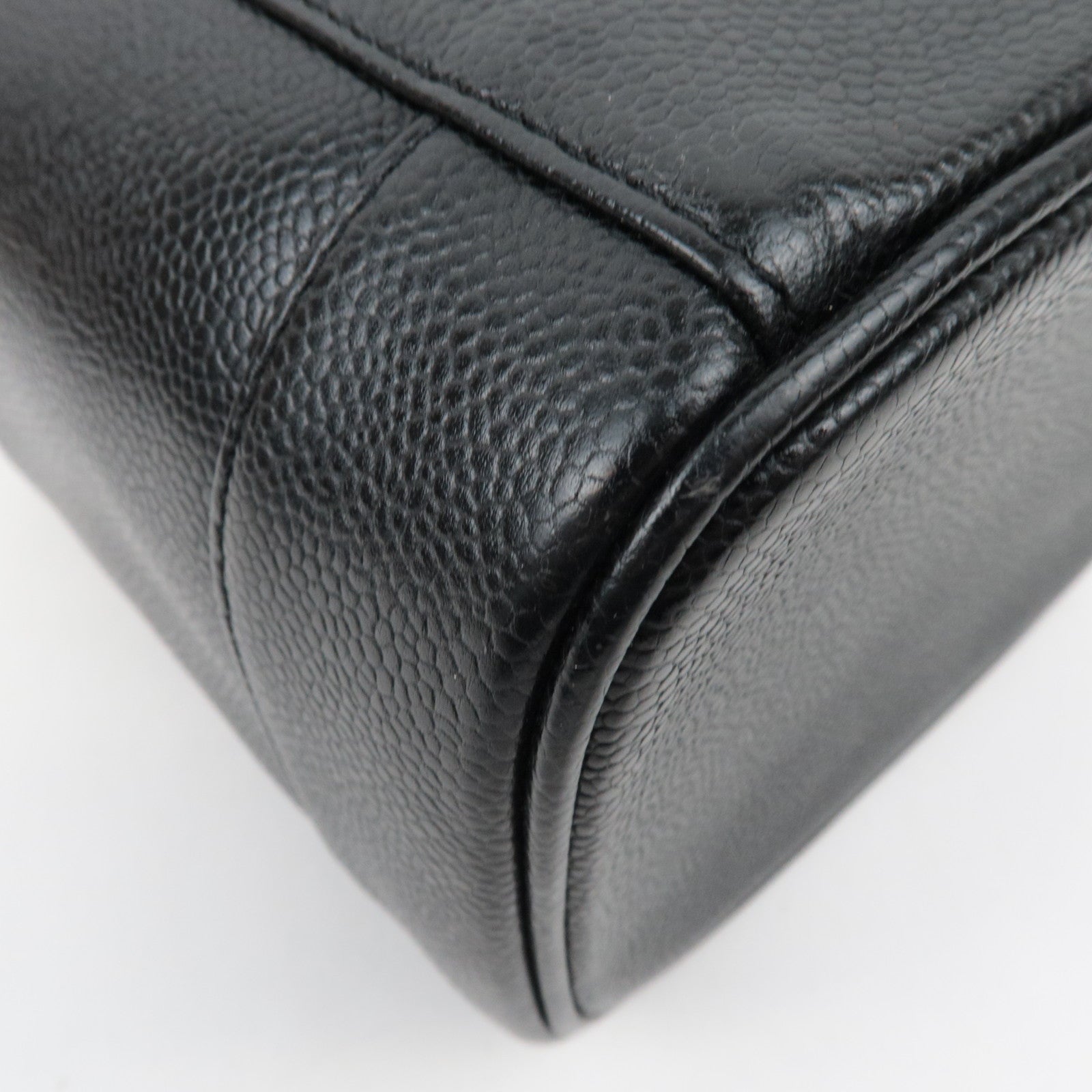 CHANEL Coco Mark Caviar Skin Vanity Bag Zwart Goud HDW A01998 