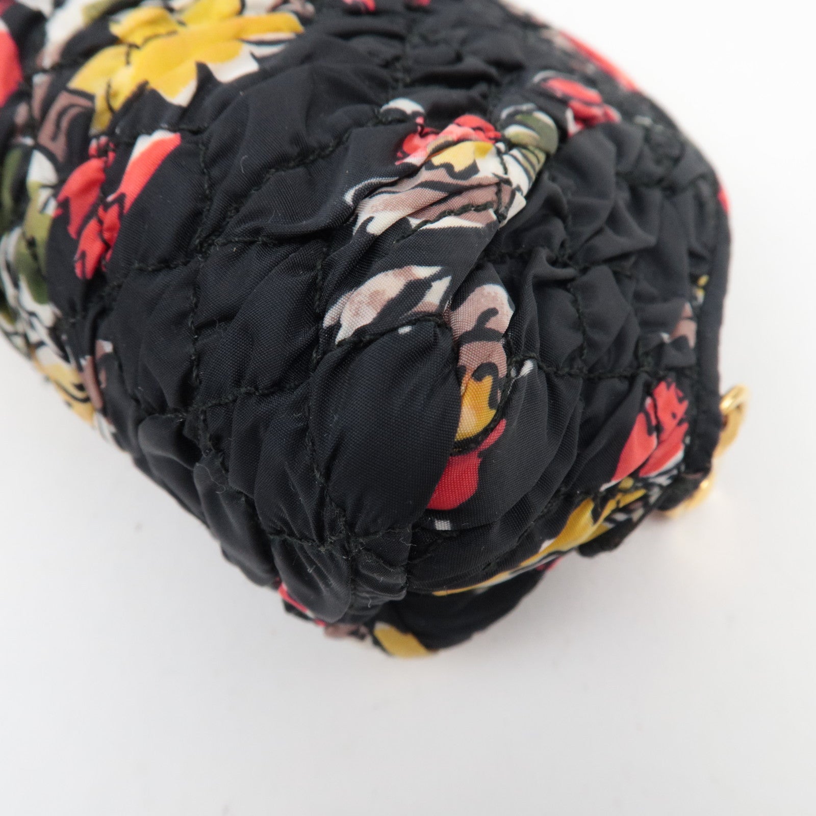 MIU MIU Nylon Bloemenprint Cosmetische Tas Zwart 