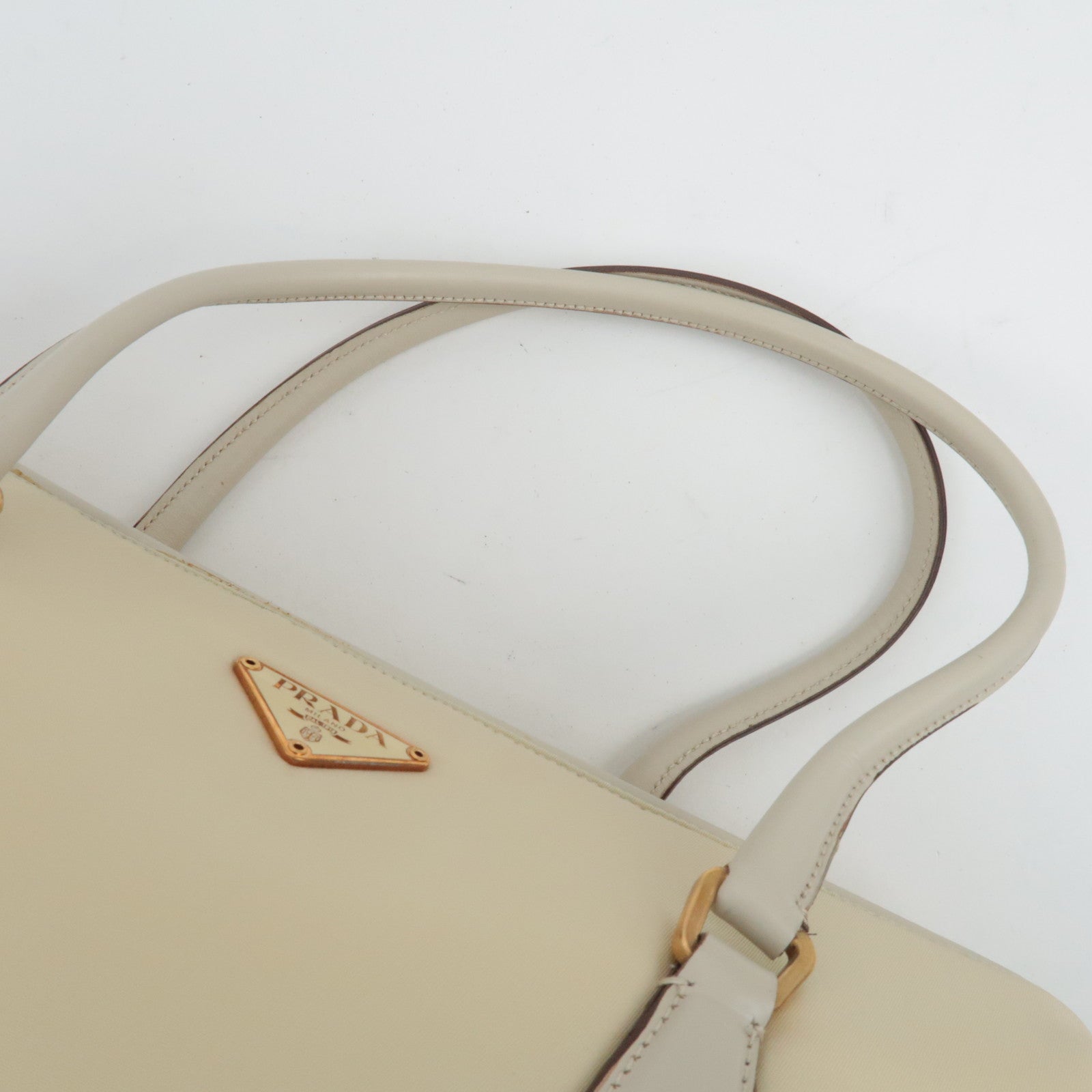 PRADA Nylon Leather Hand Bag Ivory BN0215 *Dust bag, Guarantee card