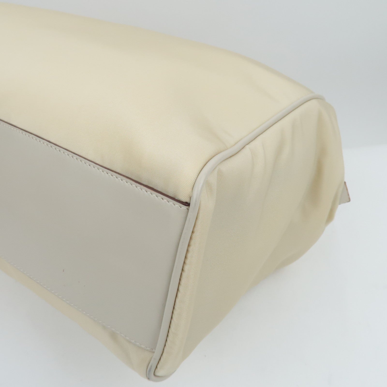 PRADA Nylon Leather Hand Bag Ivory BN0215 *Dust bag, Guarantee card