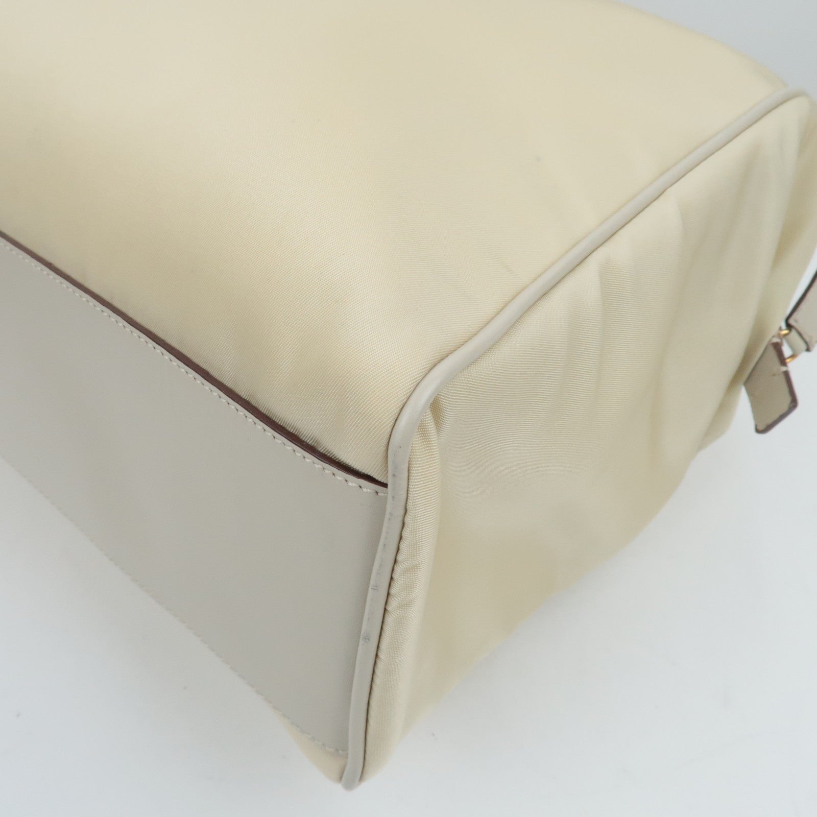 PRADA Nylon Leather Hand Bag Ivory BN0215 *Dust bag, Guarantee card