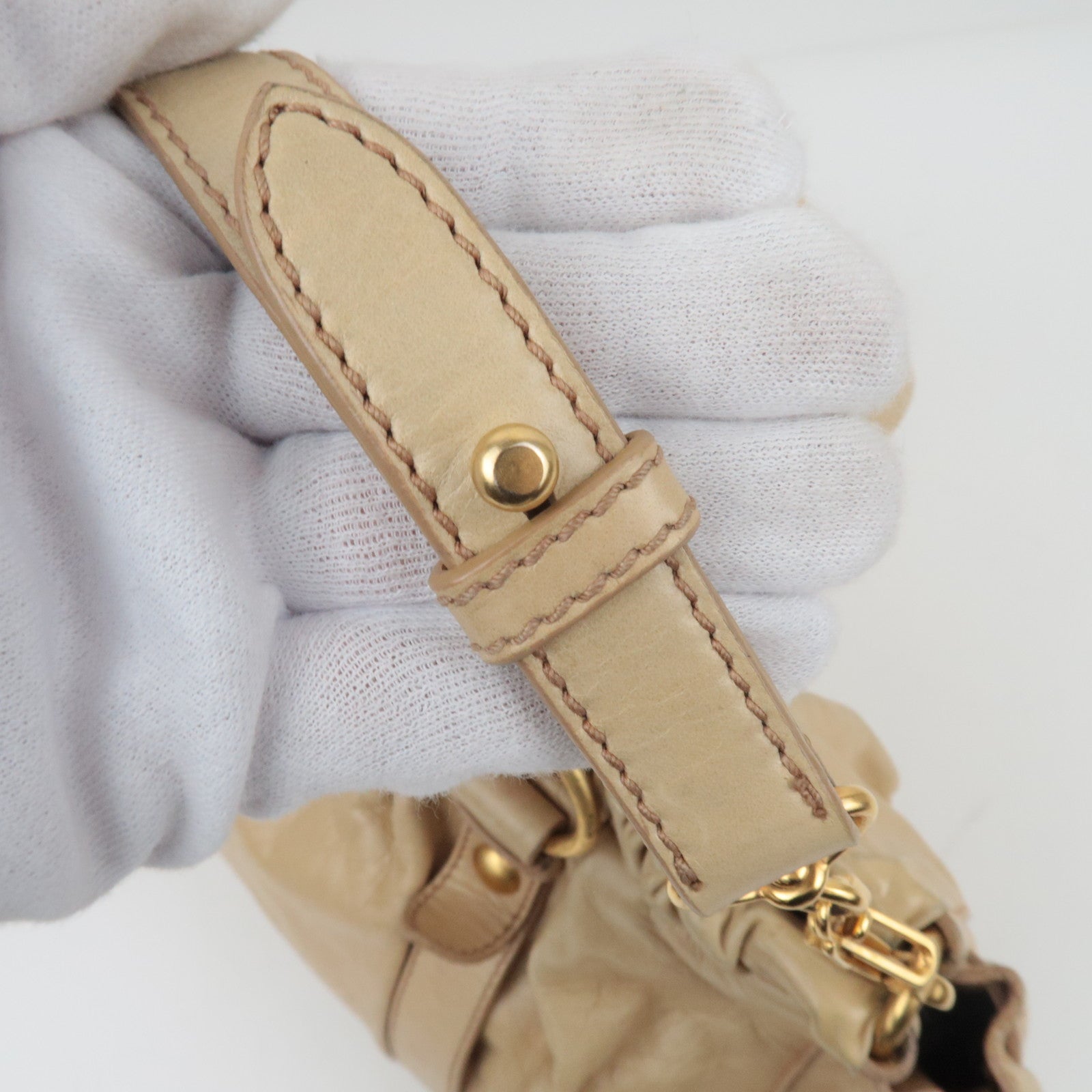 MIU MIU Leather 2way Bag Beige *Stofzak, Riem 