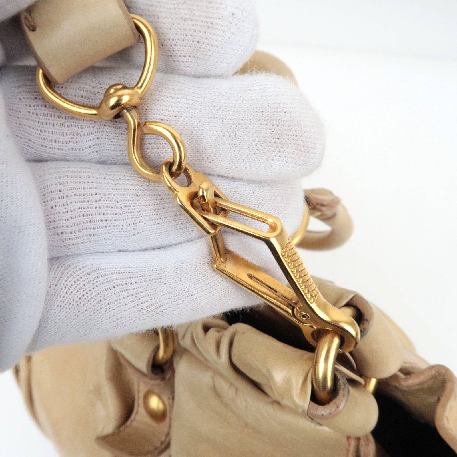 MIU MIU Leather 2way Bag Beige *Stofzak, Riem 