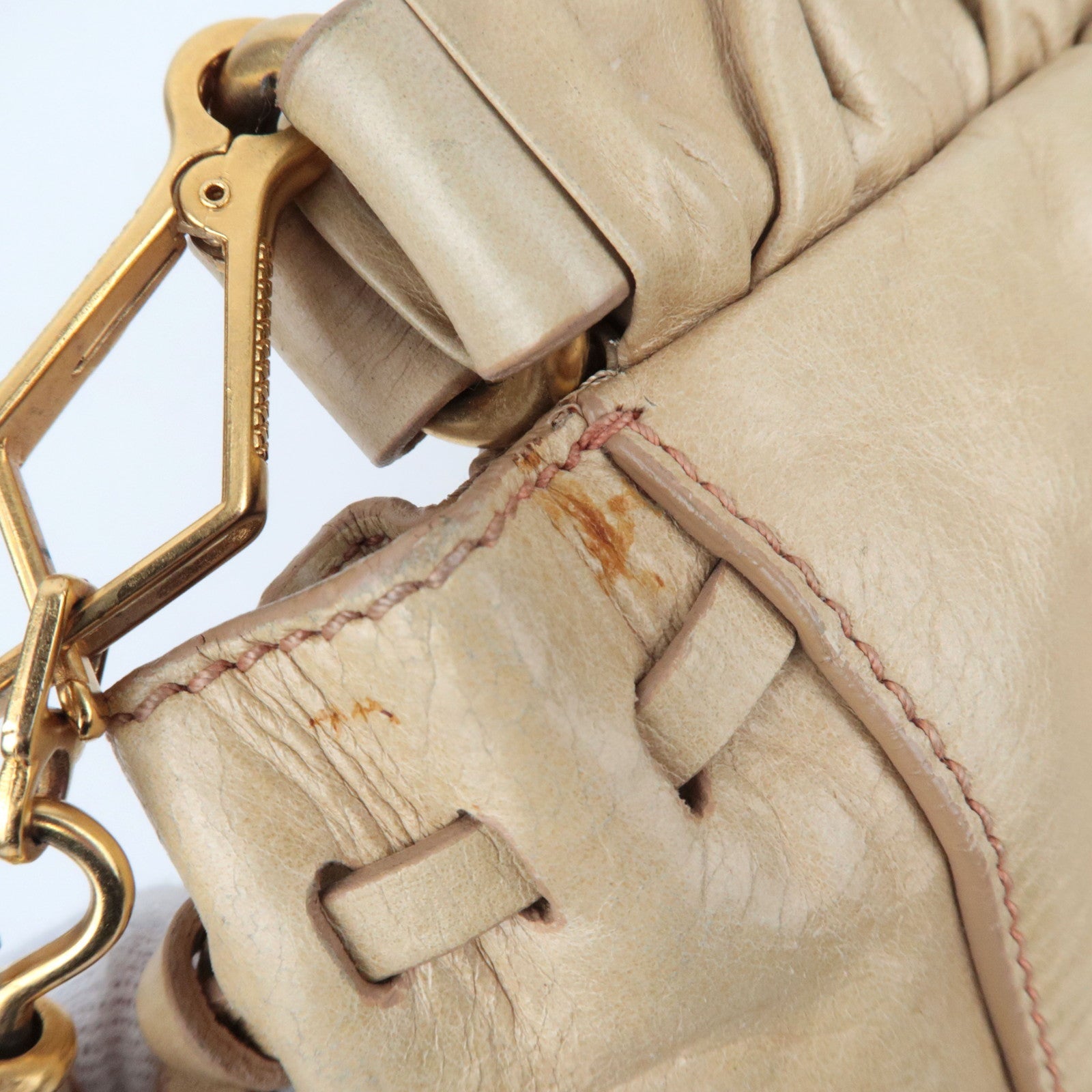 MIU MIU Leather 2way Bag Beige *Stofzak, Riem 