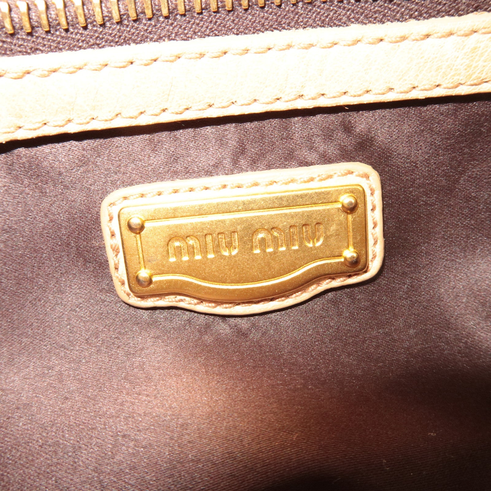 MIU MIU Leather 2way Bag Beige *Stofzak, Riem 