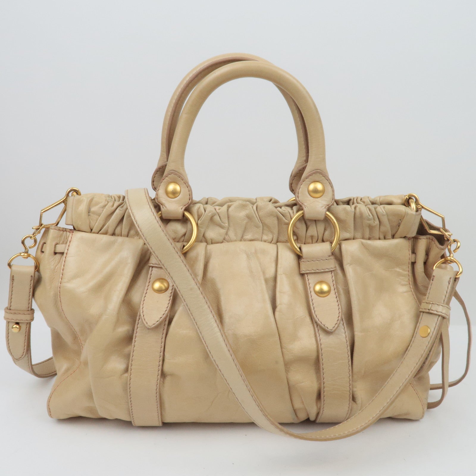 MIU MIU Leather 2way Bag Beige *Stofzak, Riem 