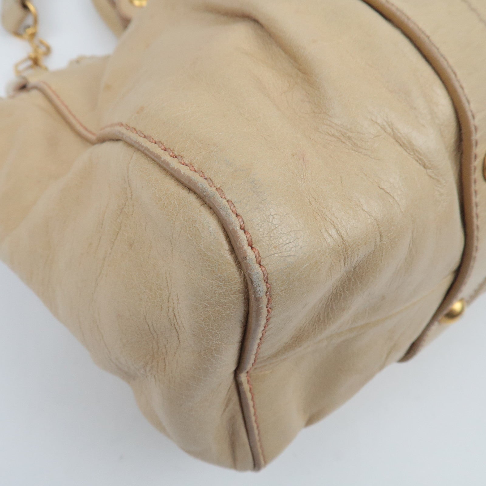 MIU MIU Leather 2way Bag Beige *Stofzak, Riem 