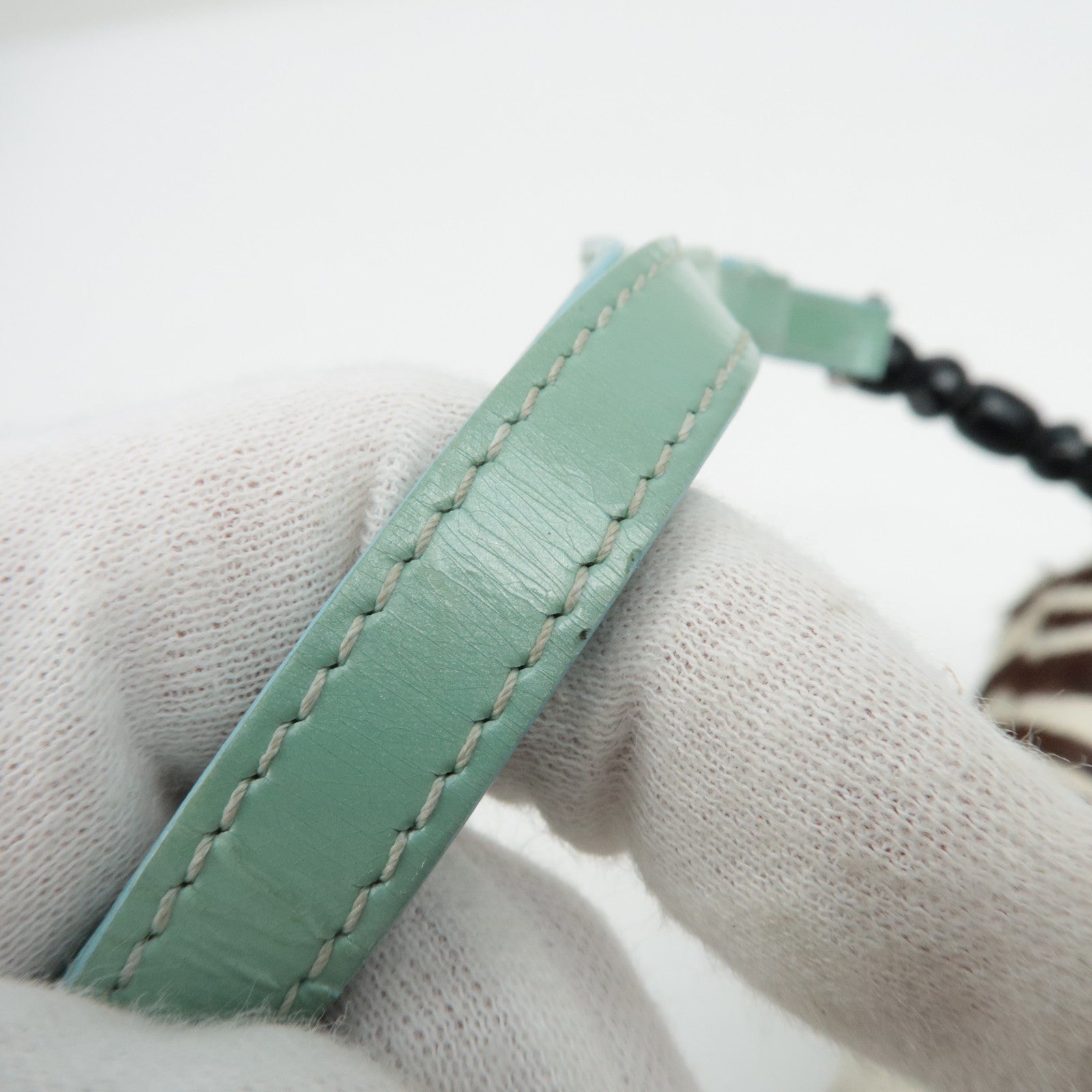 Christian Dior Pony Hair Patent Leather Malice Pearl Handtas 