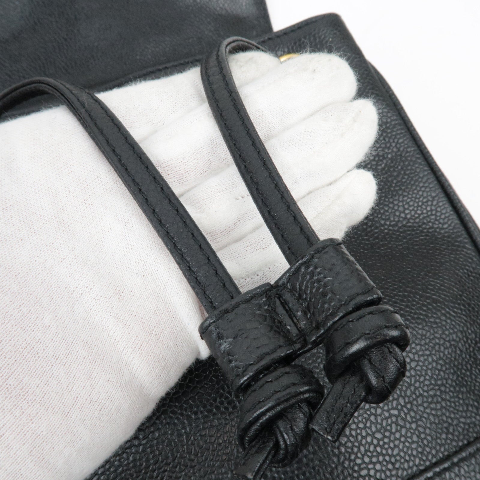 CAHENL Caviar Skin Caviar Skin Triple Coco Backpack Black A07266 *Dust Bag, G card