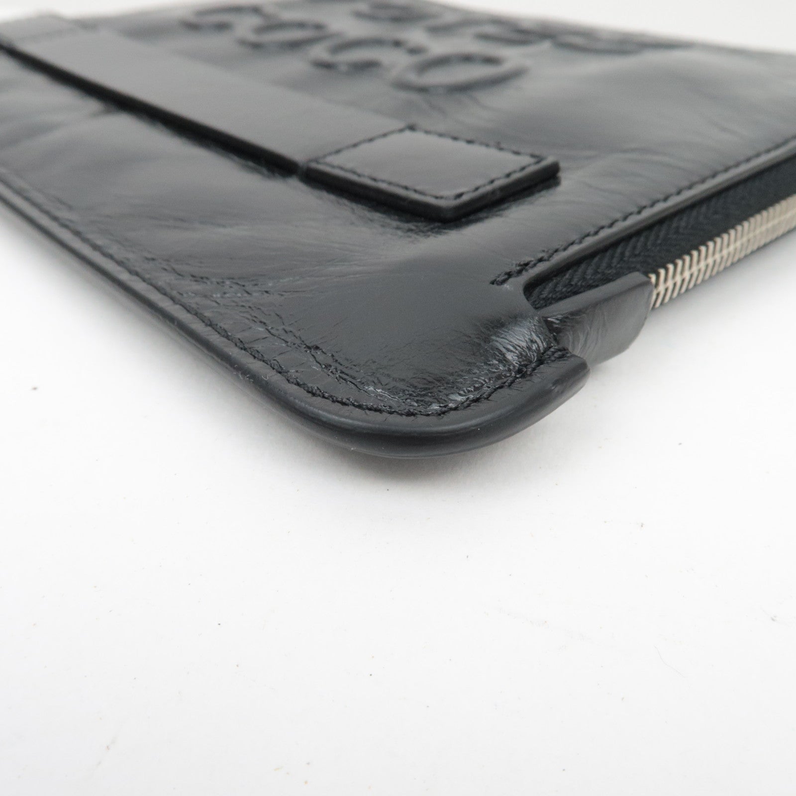 CHANEL VOTEZ COCO Clutch Bag Vintage Kalfsleer Zilver HDW *Stofzak, G-kaart 