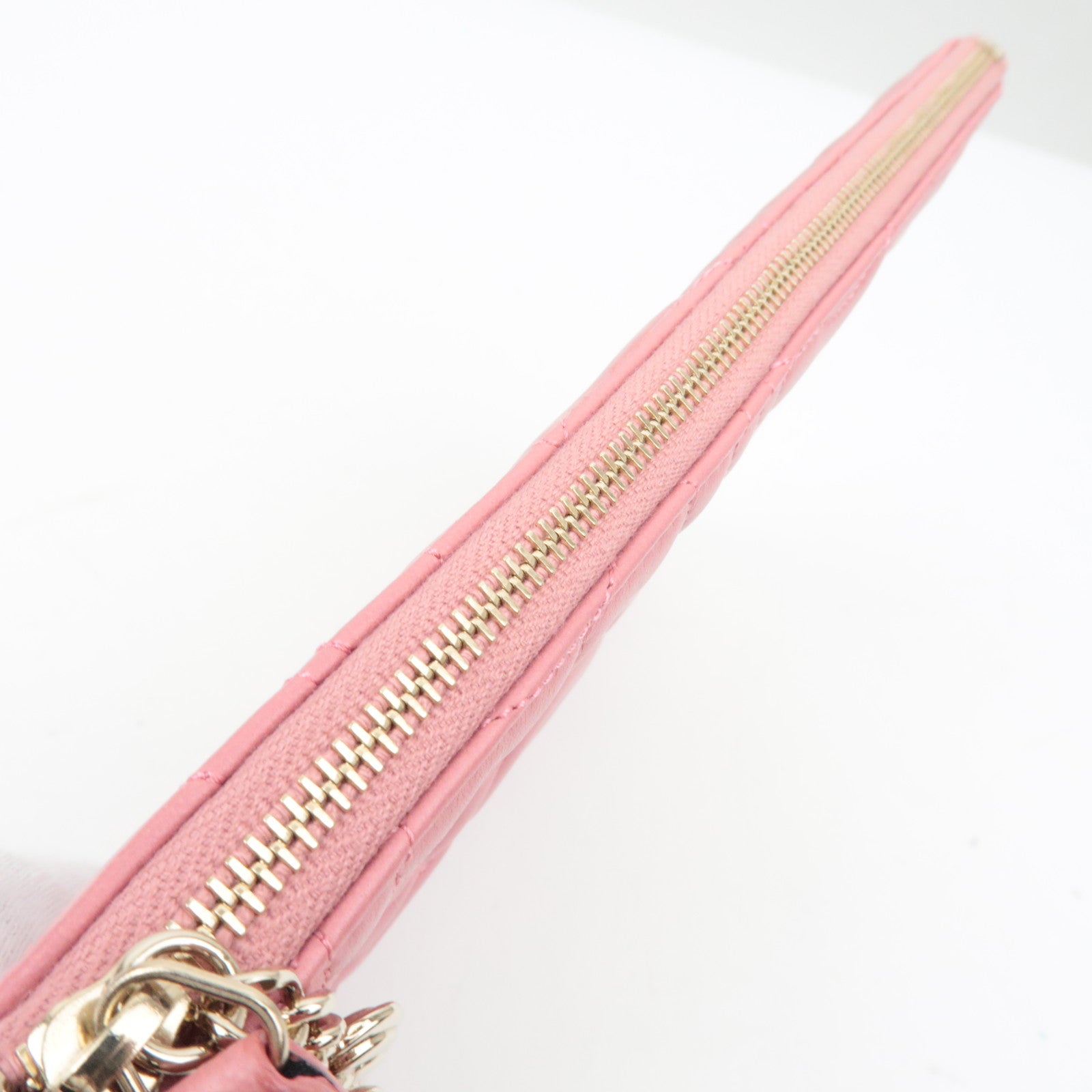 CHANEL Camelia Lambskin Clutch bag Pouch Gold HDW Pink *Guarantee Card